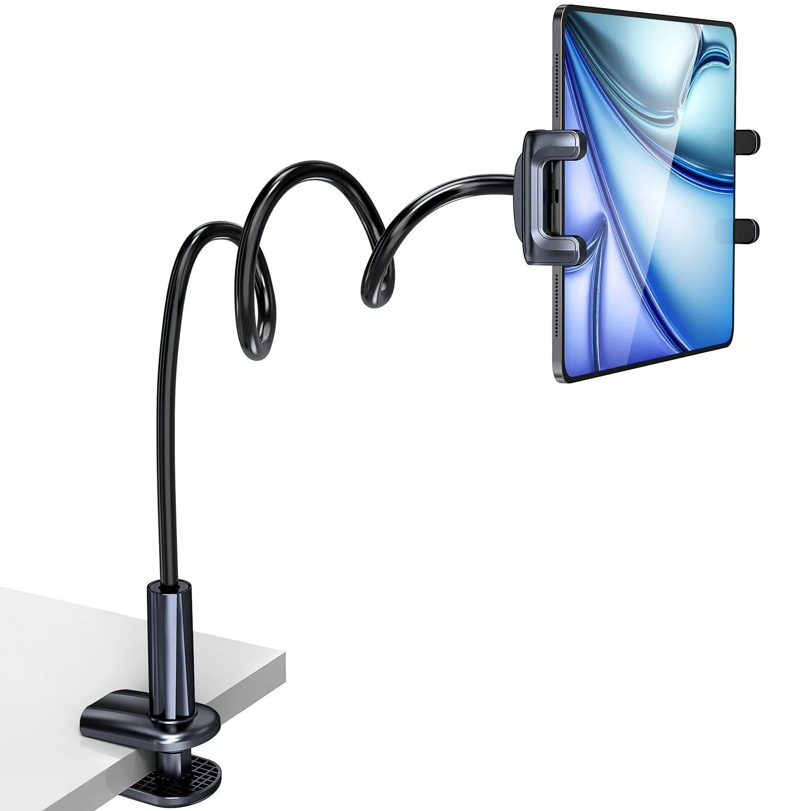 Tablet Stand Holder for Bed,Table-Flexible Adjustable Long Gooseneck Arm Tablet Mount Clamp Compatible with Mobile Phone/iPhone/iPad/Galaxy Tab/Kindle Fire/or Other 4.7-12.9" Devices.