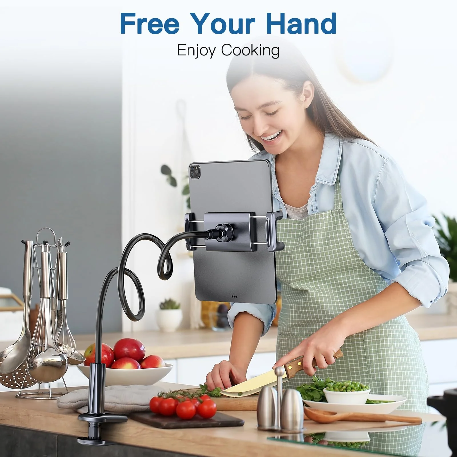 Tablet Stand Holder for Bed,Table-Flexible Adjustable Long Gooseneck Arm Tablet Mount Clamp Compatible with Mobile Phone/iPhone/iPad/Galaxy Tab/Kindle Fire/or Other 4.7-12.9" Devices. - Image 3