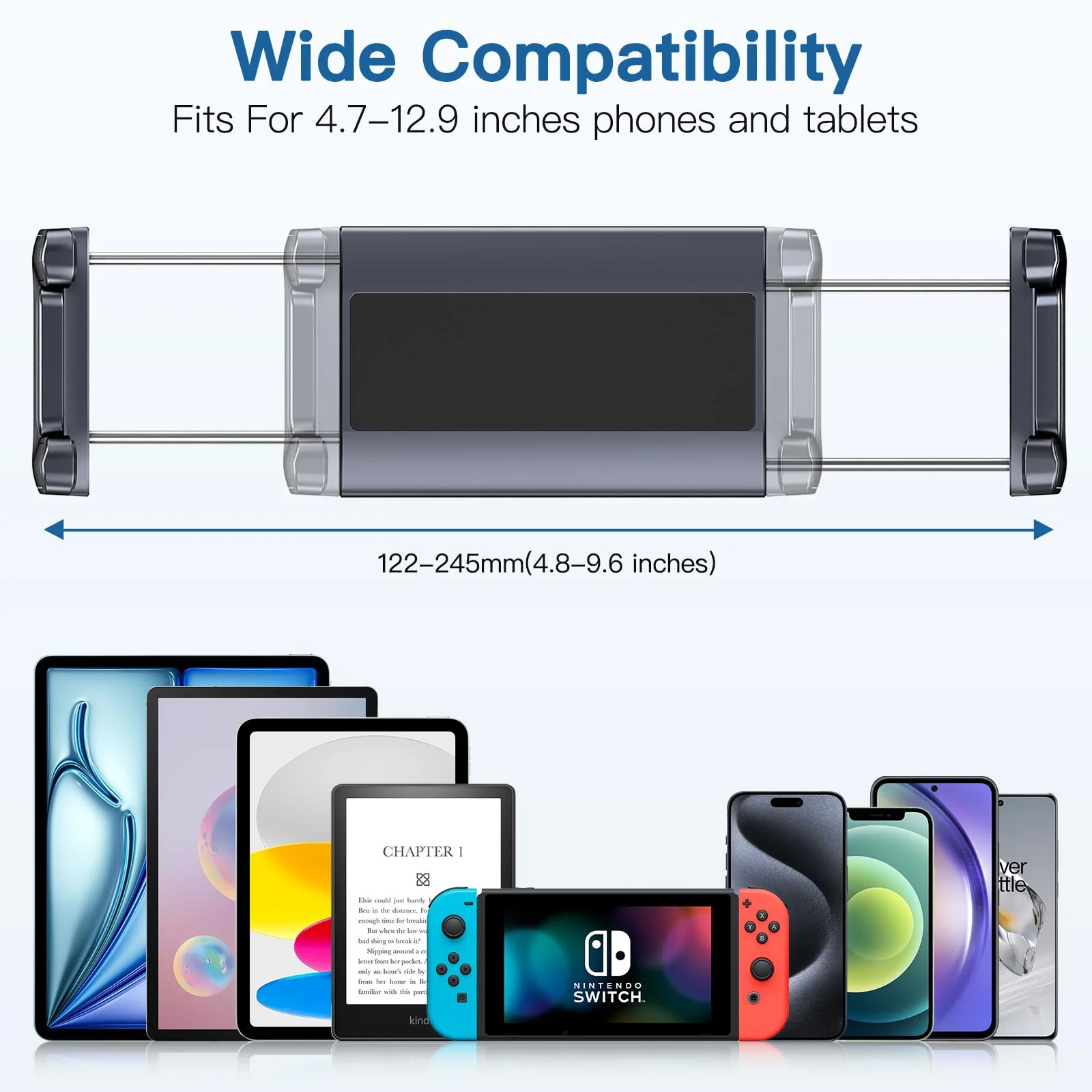 Tablet Stand Holder for Bed,Table-Flexible Adjustable Long Gooseneck Arm Tablet Mount Clamp Compatible with Mobile Phone/iPhone/iPad/Galaxy Tab/Kindle Fire/or Other 4.7-12.9" Devices. - Image 7