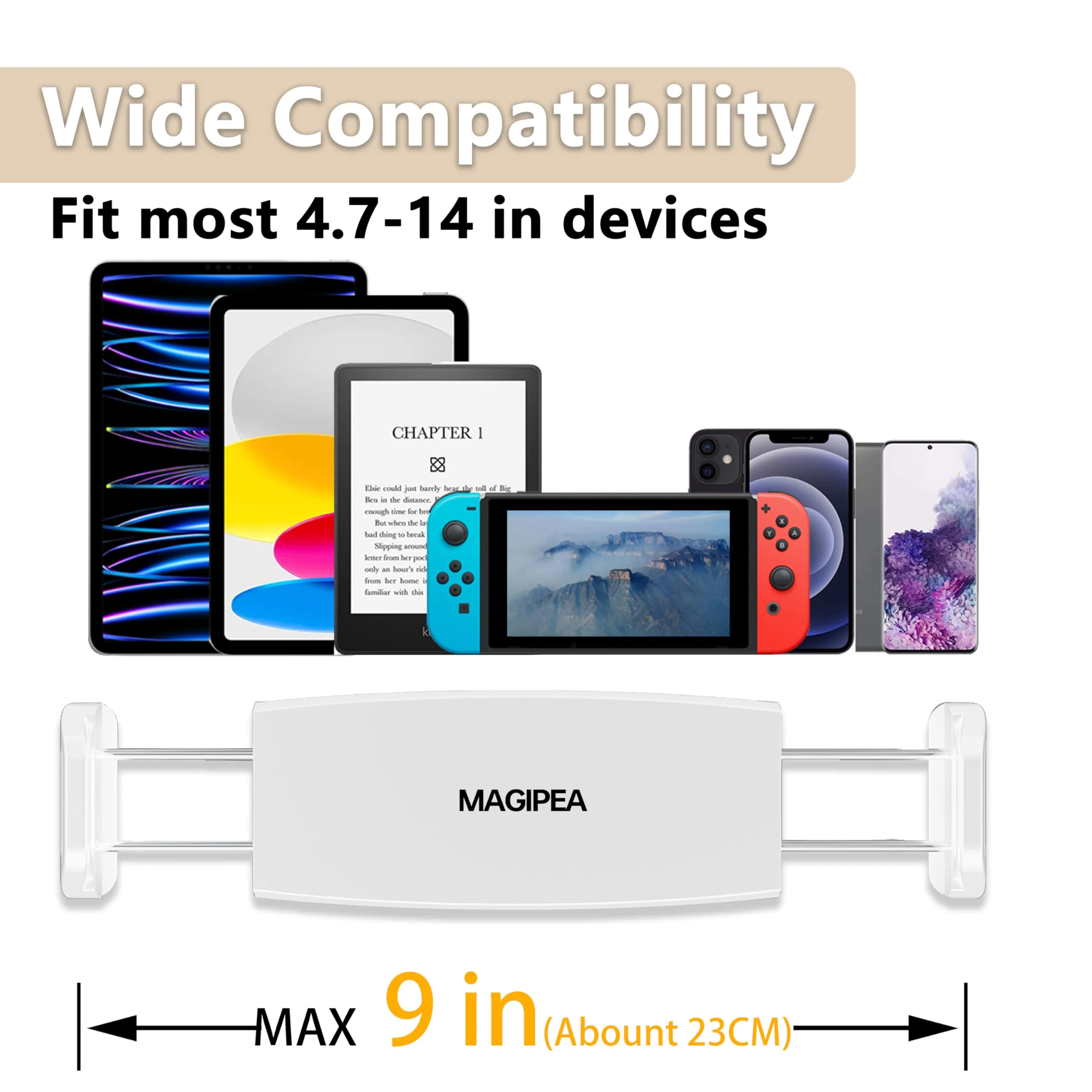 Tablet Stand Holder, Mount Holder Clip with Grip Flexible Long Arm Gooseneck Compatible with ipad iPhone/Nintendo Switch/Samsung Galaxy Tabs/Amazon Kindle Fire HD (New White) NEW WHITE - Image 4