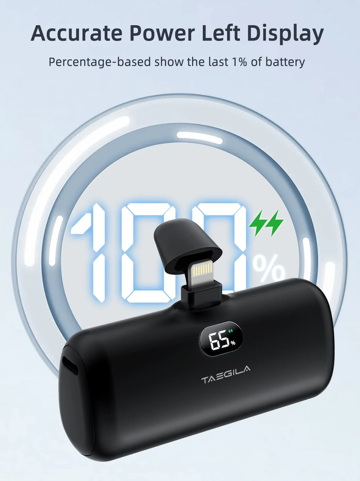 Taegila Portable Charger iPhone 4800mAh with LCD Display 4 Modes LED Light, MFi Certified Small Power Bank for iPhone 14 14ProMax 13 13ProMax 12 12Mini 12ProMax 11Pro XSMax XR X 8 7 6 Plus Airpods - Image 3
