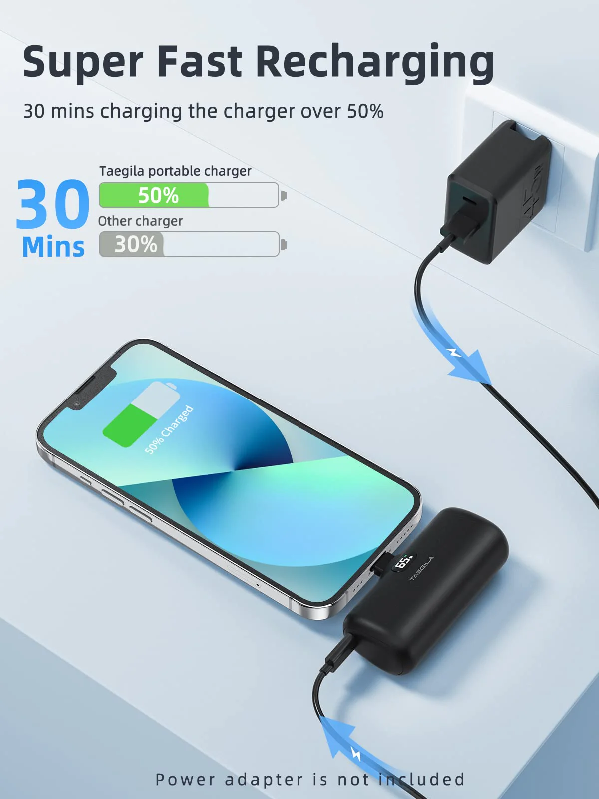 Taegila Portable Charger iPhone 4800mAh with LCD Display 4 Modes LED Light, MFi Certified Small Power Bank for iPhone 14 14ProMax 13 13ProMax 12 12Mini 12ProMax 11Pro XSMax XR X 8 7 6 Plus Airpods - Image 6