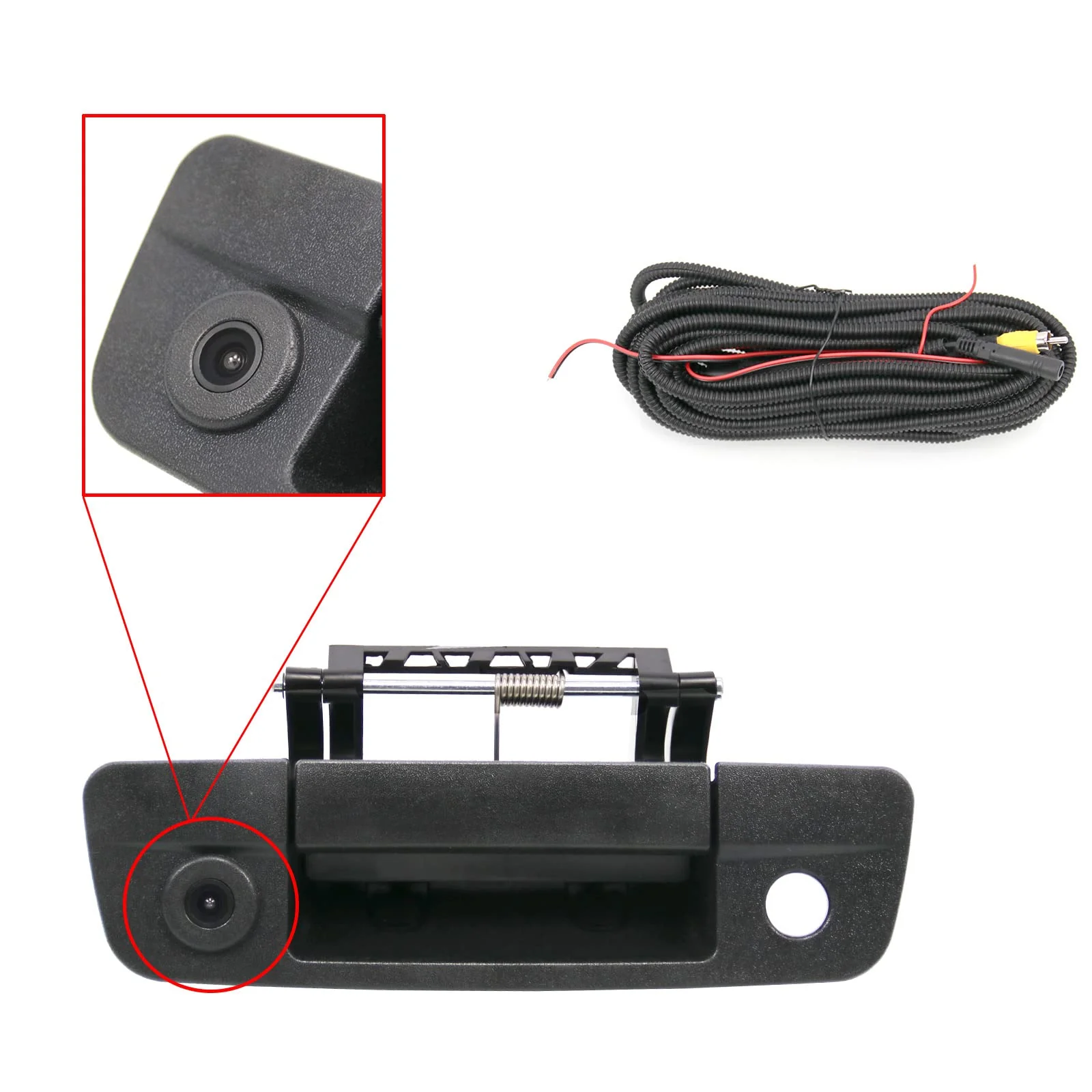 Tailgate Handle Backup Camera Rear View Compatible with 2009-2017 Dodge Ram 1500 2500 3500(RCA Connector)
