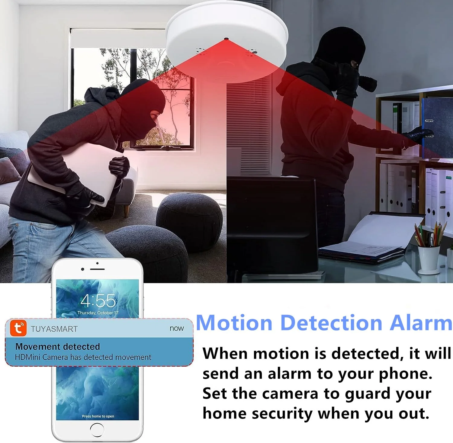 TANGMI Hidden Camera Smoke Detector Wireless WiFi Camera with Video 1080P HD Small Camera with Night Vision and Motion Detection Indoor Camera for Home Security - Image 5