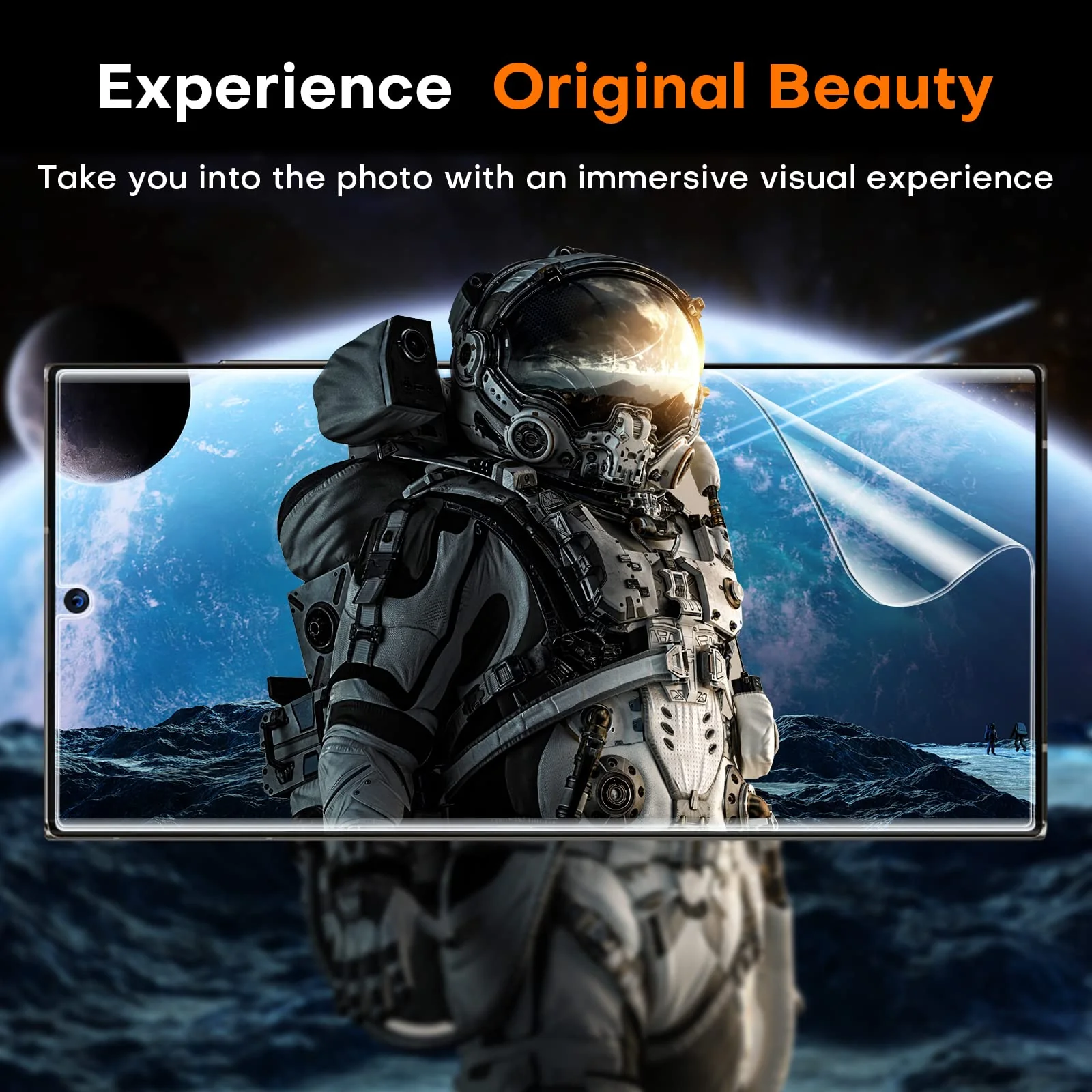 TAURI 2+2 Pack Screen Protector Designed for Samsung Galaxy S23 Ultra 5G, 2 Pack [Self-Healing] TPU Film + 2 Pack Camera Lens Protector, [Case Friendly] Support Fingerprint Unlock - Image 4