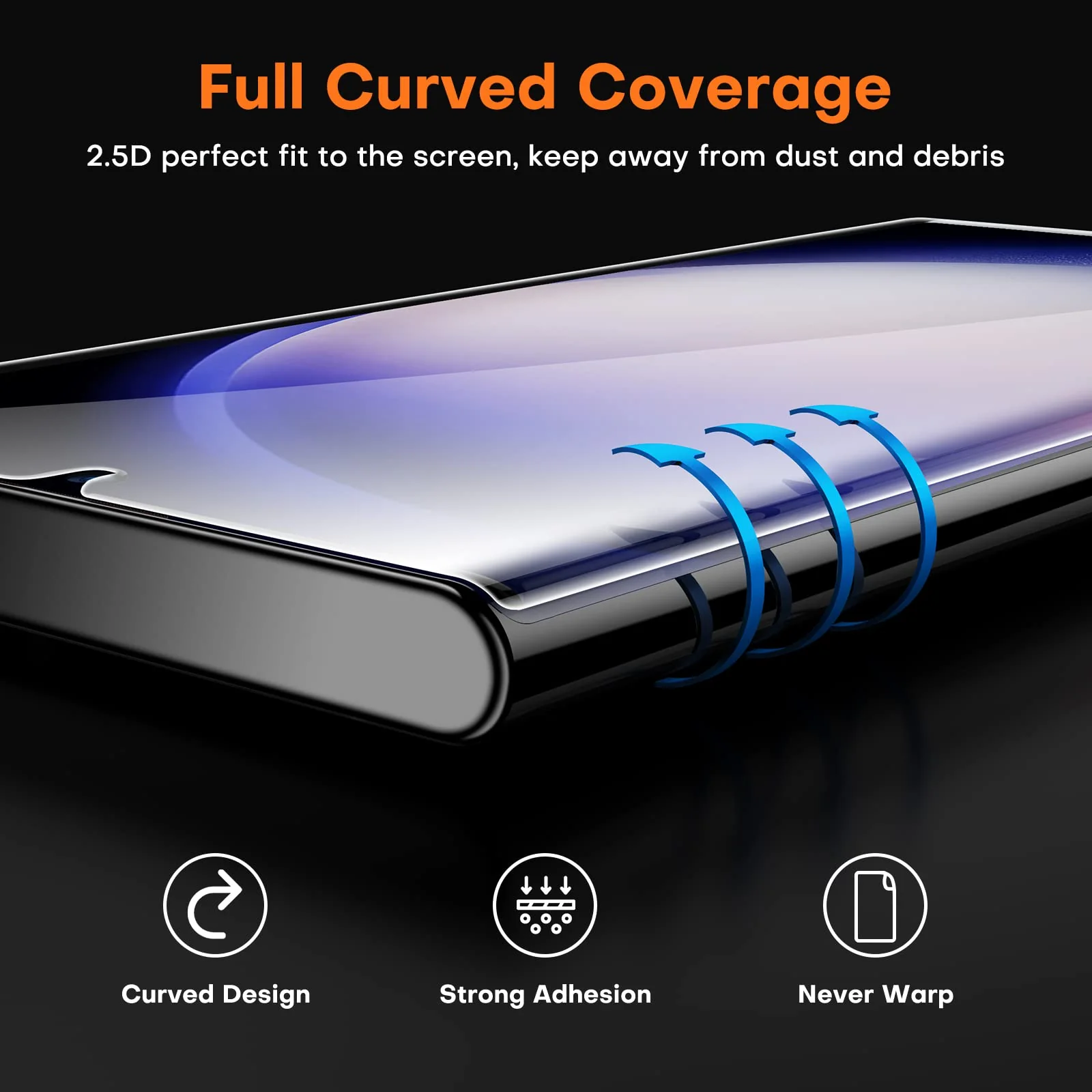 TAURI 2+2 Pack Screen Protector Designed for Samsung Galaxy S23 Ultra 5G, 2 Pack [Self-Healing] TPU Film + 2 Pack Camera Lens Protector, [Case Friendly] Support Fingerprint Unlock - Image 5