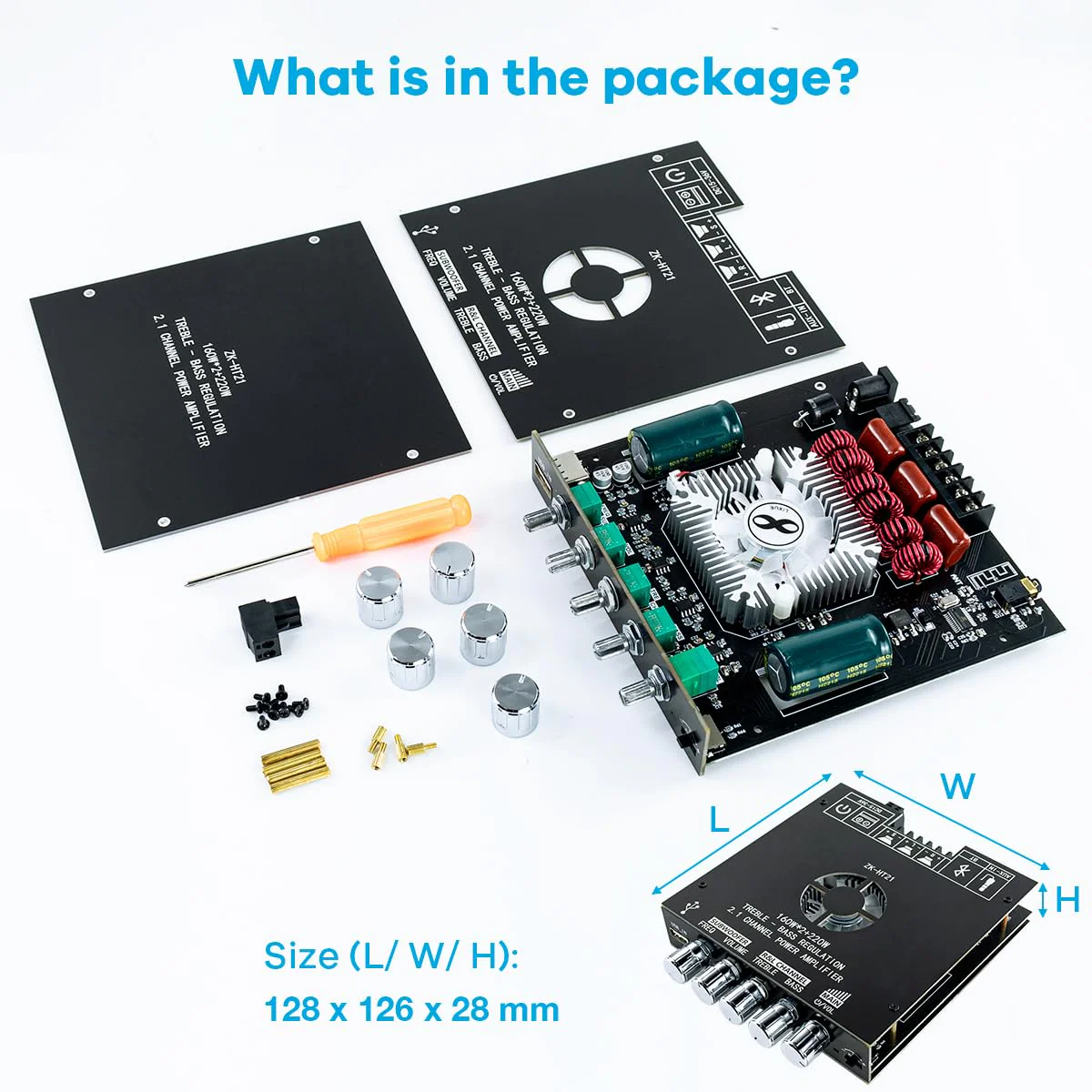TDA7498E Bluetooth Amplifier Board 160W×2+220W Subwoofer 2.1 Channel Audio Receiver Power Amplifier Module with Treble and Bass Control for DIY Speakers - Image 7