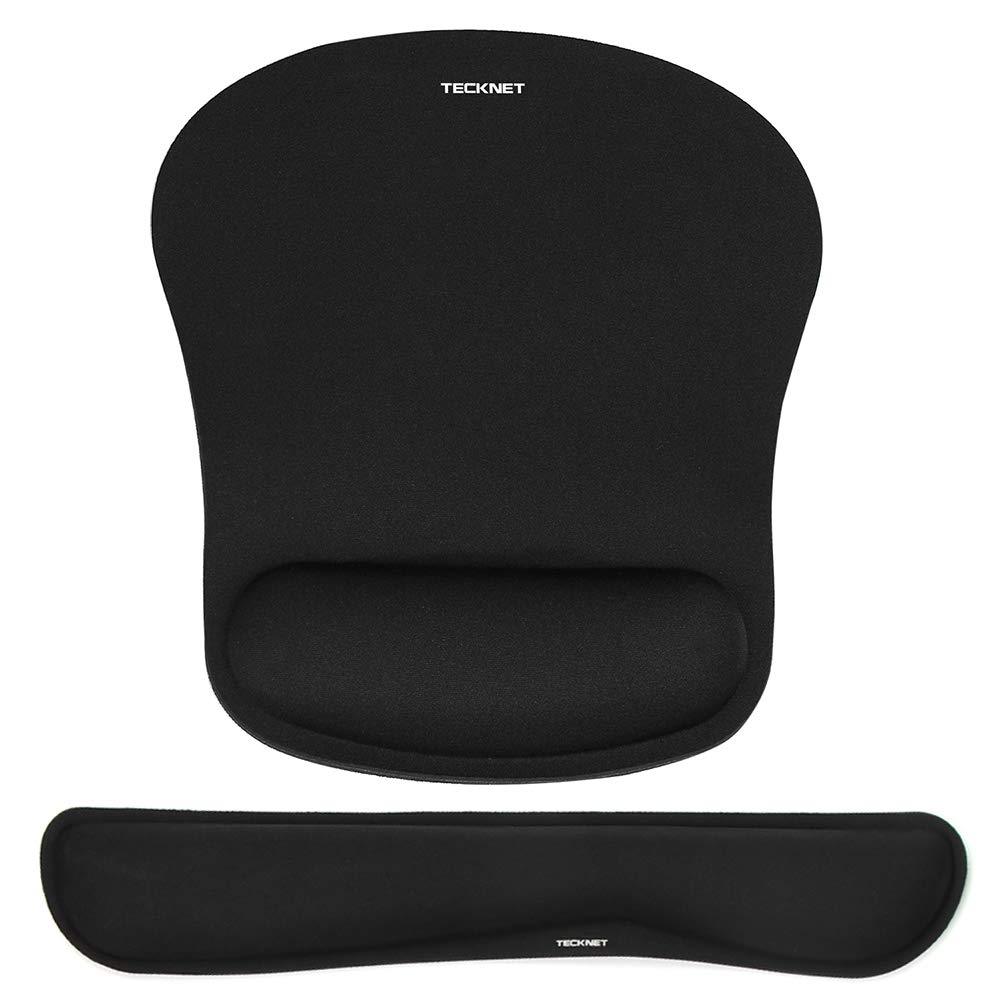 TECKNET Keyboard Wrist Rest and Mouse Pad with Wrist Support, Memory Foam Set for Computer/Laptop/Mac, Lightweight for Easy Typing & Pain Relief Ergonomic Mousepad Black