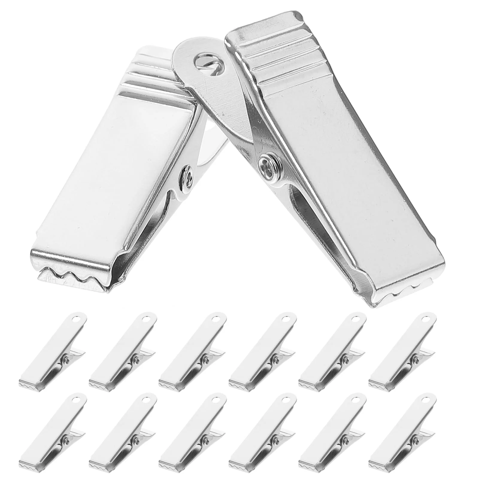 TEHAUX Pack of 20 Mini Metal Clamp Spring Clips - Wide Alligator Clip Test Lead Shower Curtain Alligator Cable Clips for Electrical Tests or Crafts in Bathroom and Home, Silver