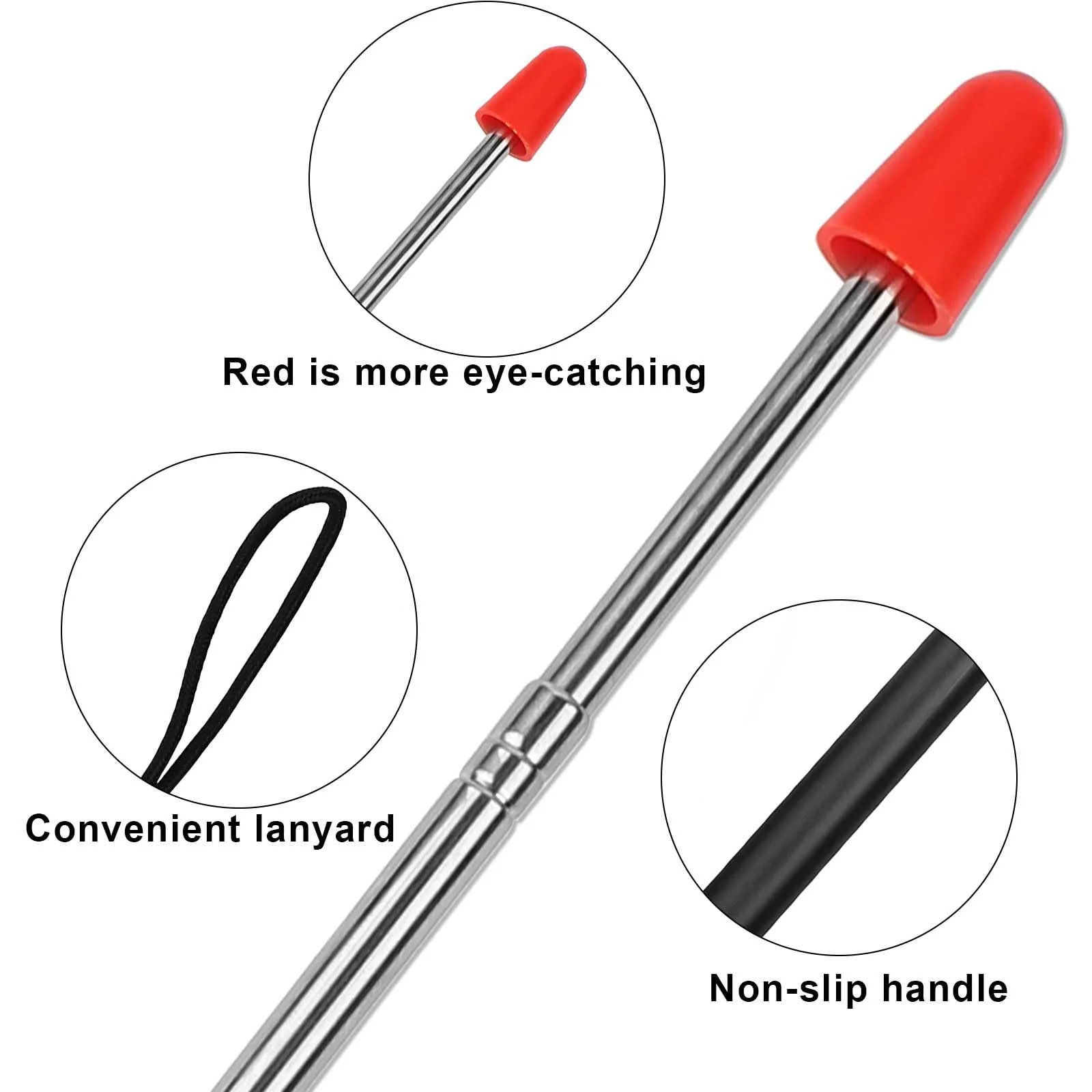 Telescopic Teachers Pointer Stick, 47.24in Retractable Teaching Pointer, Telescoping Pointing Extendable Handheld Guiding Wand for School Office Classroom Presentation Teaching Whiteboard - Image 3