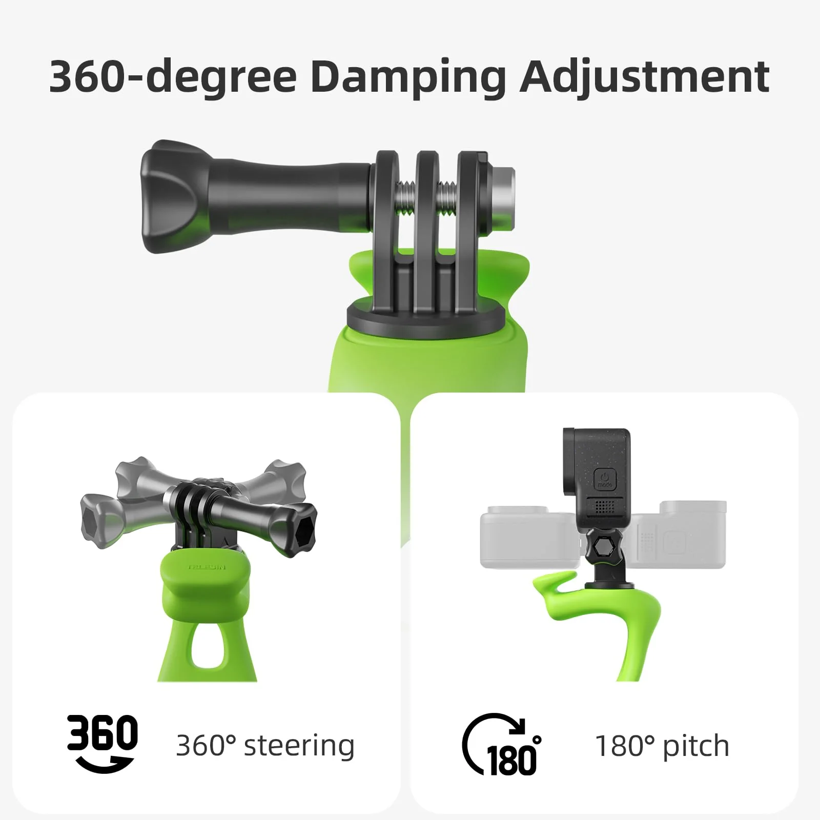 TELESIN Camera Flexible Mount 360 Strap Mount Wrap Band for GoPro Insta360 DJI Action Osmo Pocket Bike Motorcycle Handlebar Roll Bar Tube Clip Holder Attach Accessories Green - Image 2