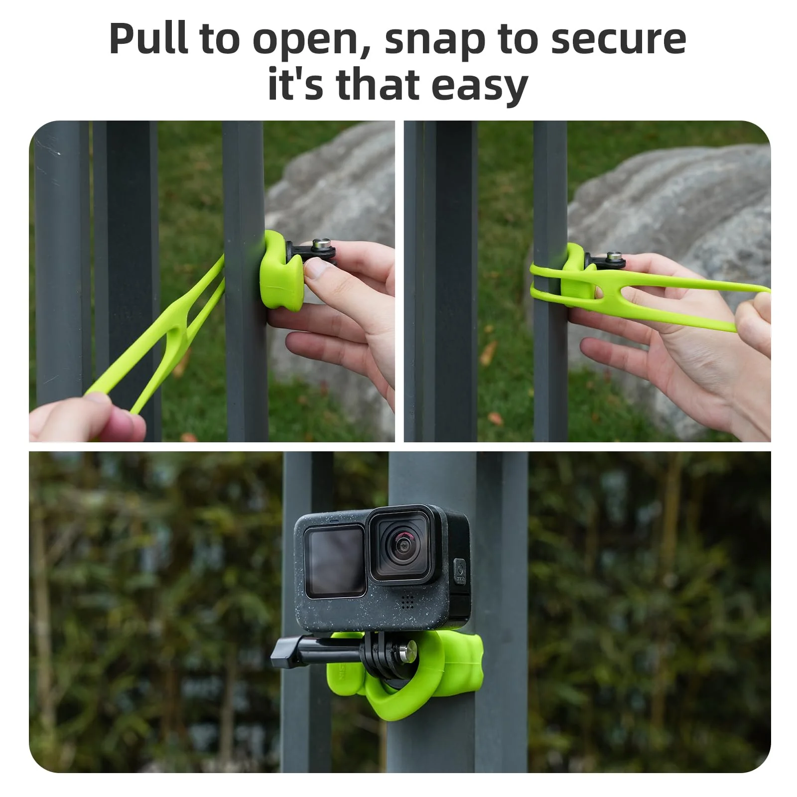 TELESIN Camera Flexible Mount 360 Strap Mount Wrap Band for GoPro Insta360 DJI Action Osmo Pocket Bike Motorcycle Handlebar Roll Bar Tube Clip Holder Attach Accessories Green - Image 4