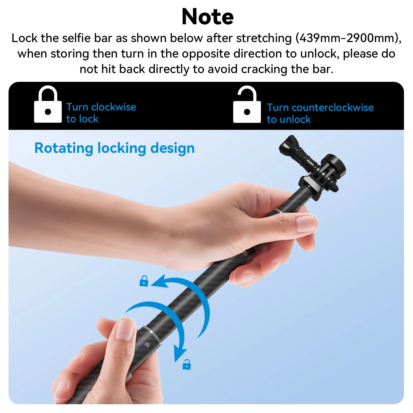 TELESIN G3 Selfie Stick Pole Long Invisible (118"/3M), Carbon Fiber Waterproof Underwater Monopod for GoPro Max Hero 13 12 11 10 9 8, Insta360 X3 Go3 Ace Pro, DJI Action Pocket Bike Motorcycle G3 118inch - Image 5