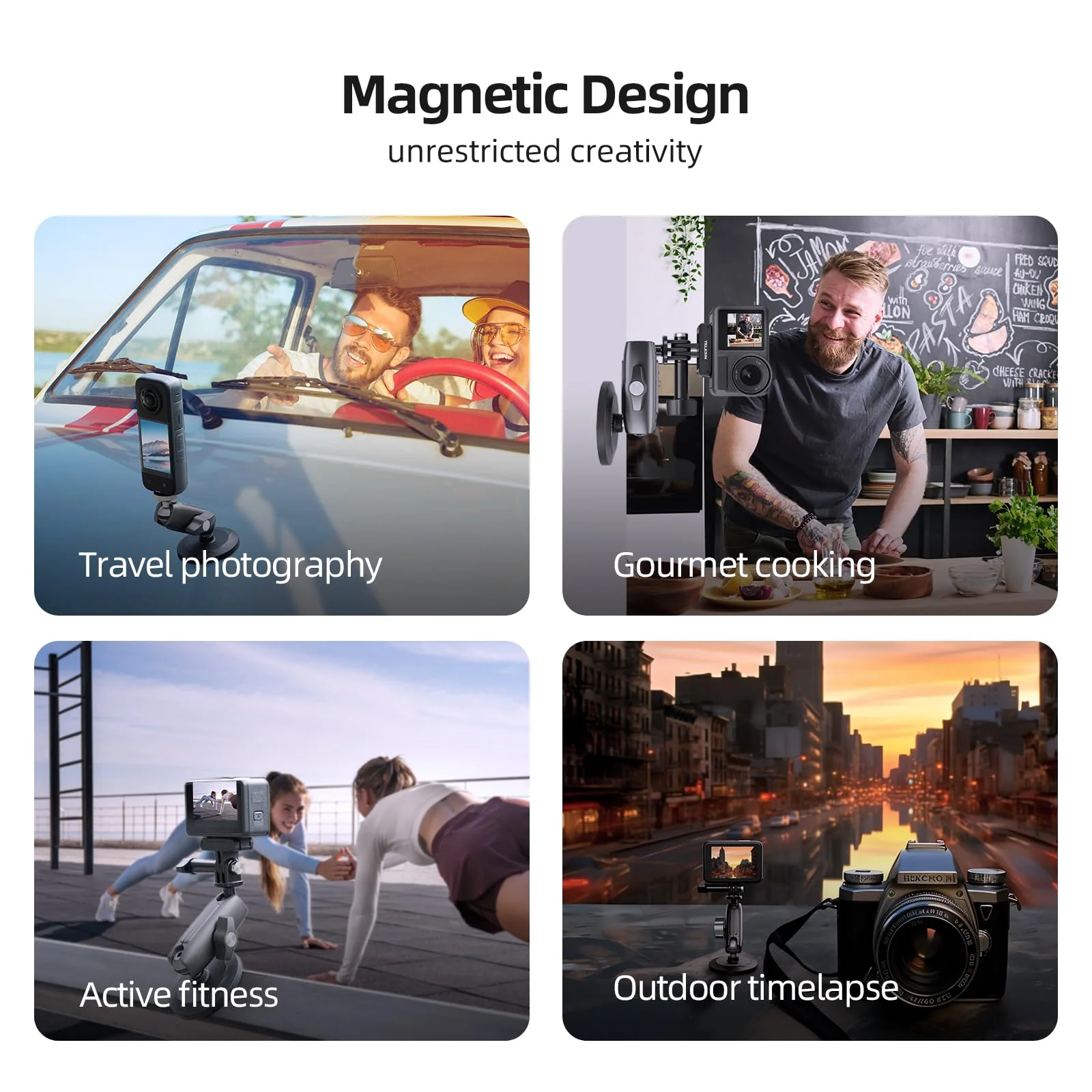 TELESIN Magnetic Mount Magnet Metal Mounts Accessories for Action Camera, 360 Quick Release Car Holder Attach for GoPro Max Hero 12 11 10 9 8 7 6 Insta360 X2 X3 Go3 Ace Pro DJI Action 4 Osmo Pocket 3 Magnetic Car Mount - Image 6