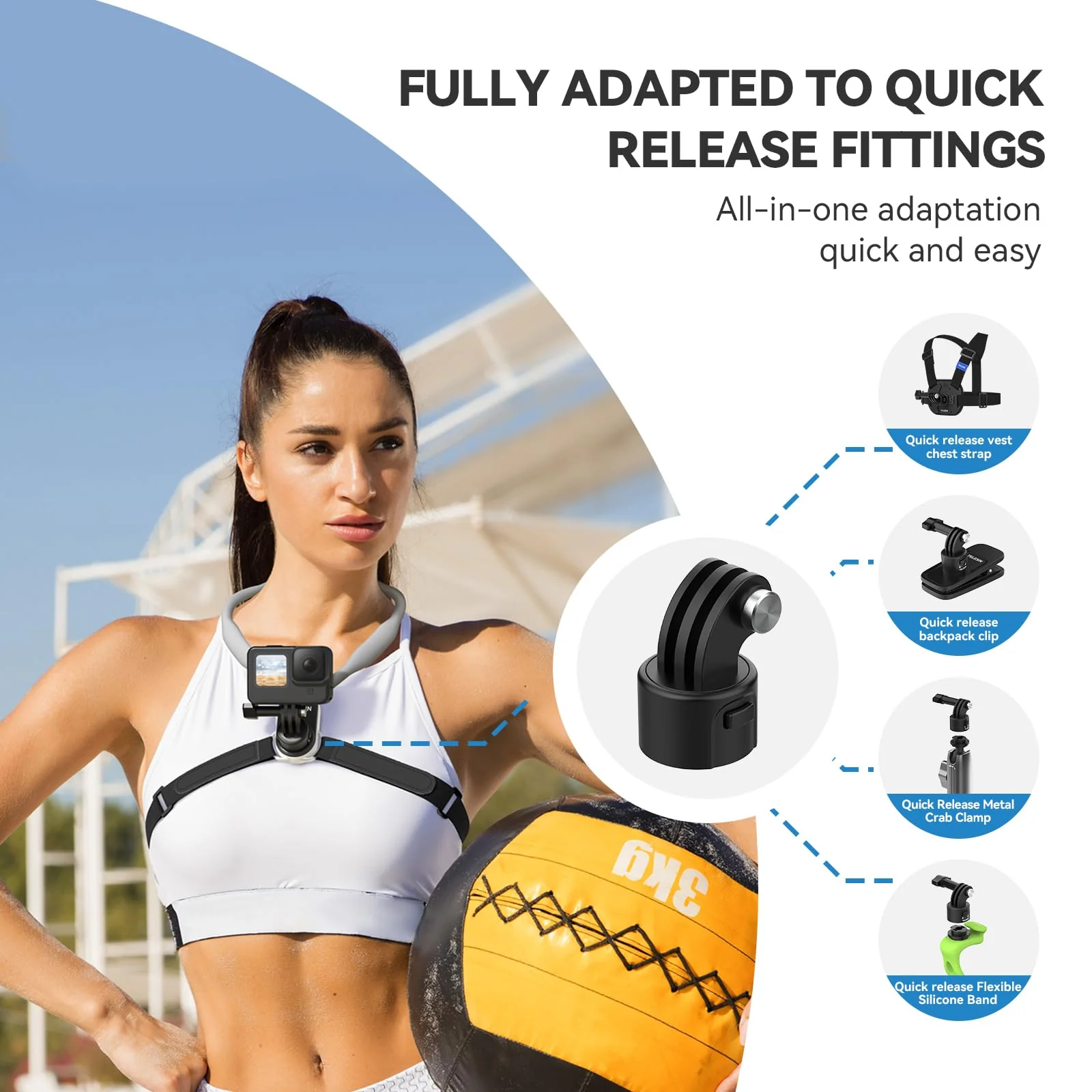 TELESIN S2 Plus Quick Release Magnetic Neck Mount with Fixing Chest Strap, Necklace Lanyard Holder for GoPro Max 12 11 10 9 8 7 6 Insta360 X3 X4 GO3 Ace Pro DJI Action 3 4 Osmo Pocket 3 Accessories 23.62" Collar - Image 4