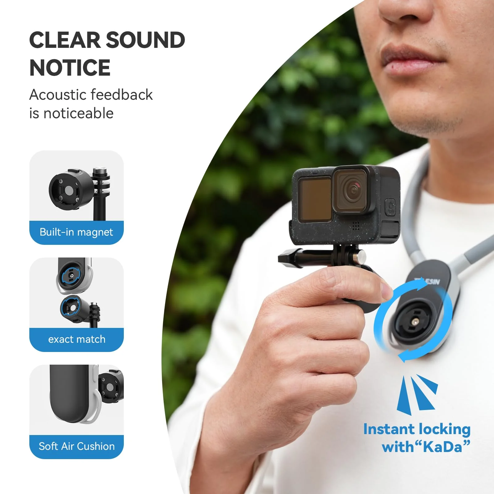 TELESIN S2 Plus Quick Release Magnetic Neck Mount with Fixing Chest Strap, Necklace Lanyard Holder for GoPro Max 12 11 10 9 8 7 6 Insta360 X3 X4 GO3 Ace Pro DJI Action 3 4 Osmo Pocket 3 Accessories 23.62" Collar - Image 5