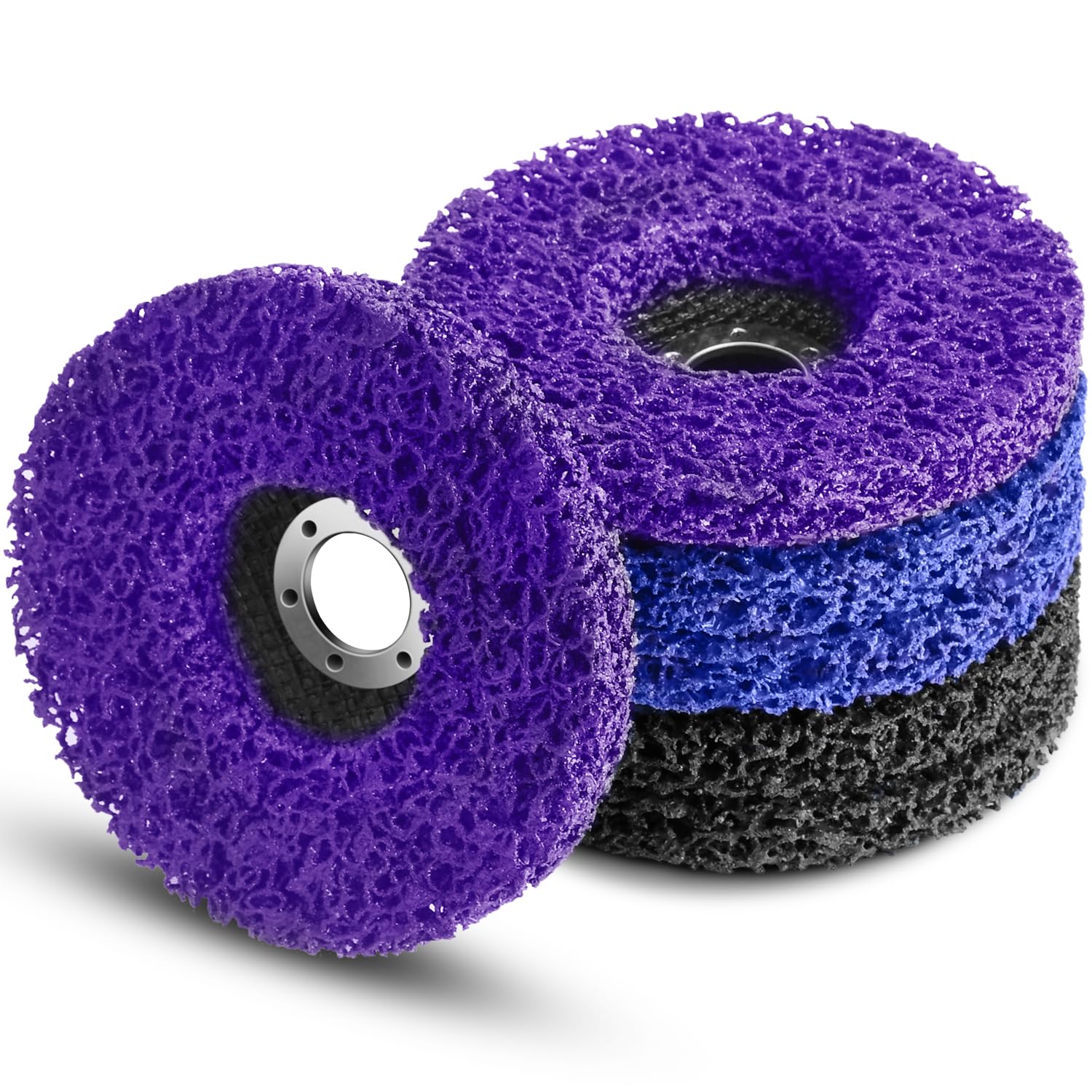 Tendak Pack of 6 CSD Discs 125 mm for Angle Grinder, Cleaning Disc Purple/Blue/Black Coarse Sanding Disc Set for Surface Processing, Metal, Stainless Steel