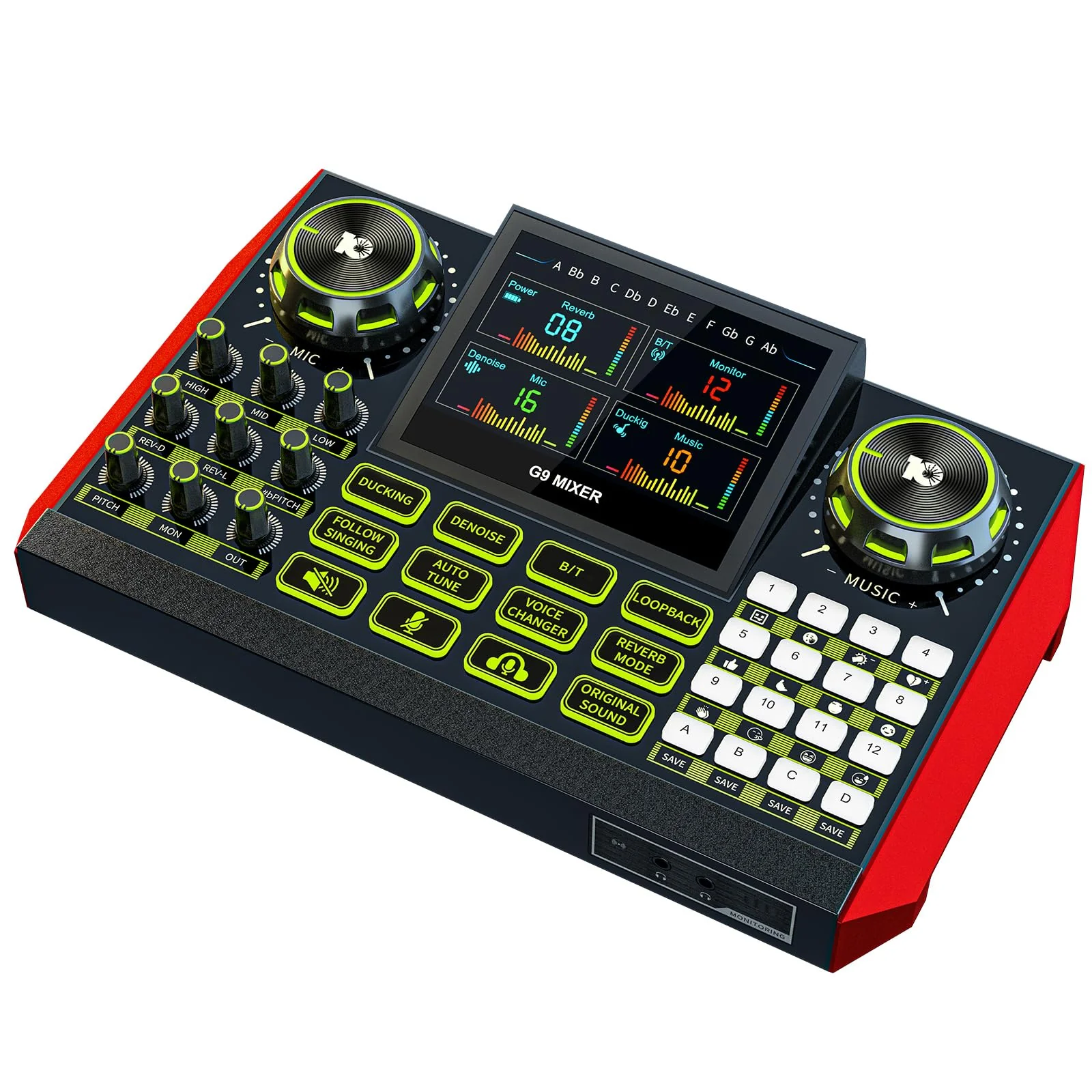 Tenlamp G9 Podcast Equipment Audio Mixer, Live Sound Card Console with Microphone 3.5/6.35mm Audio Interfaces, Voice Changer, Noise Reduction