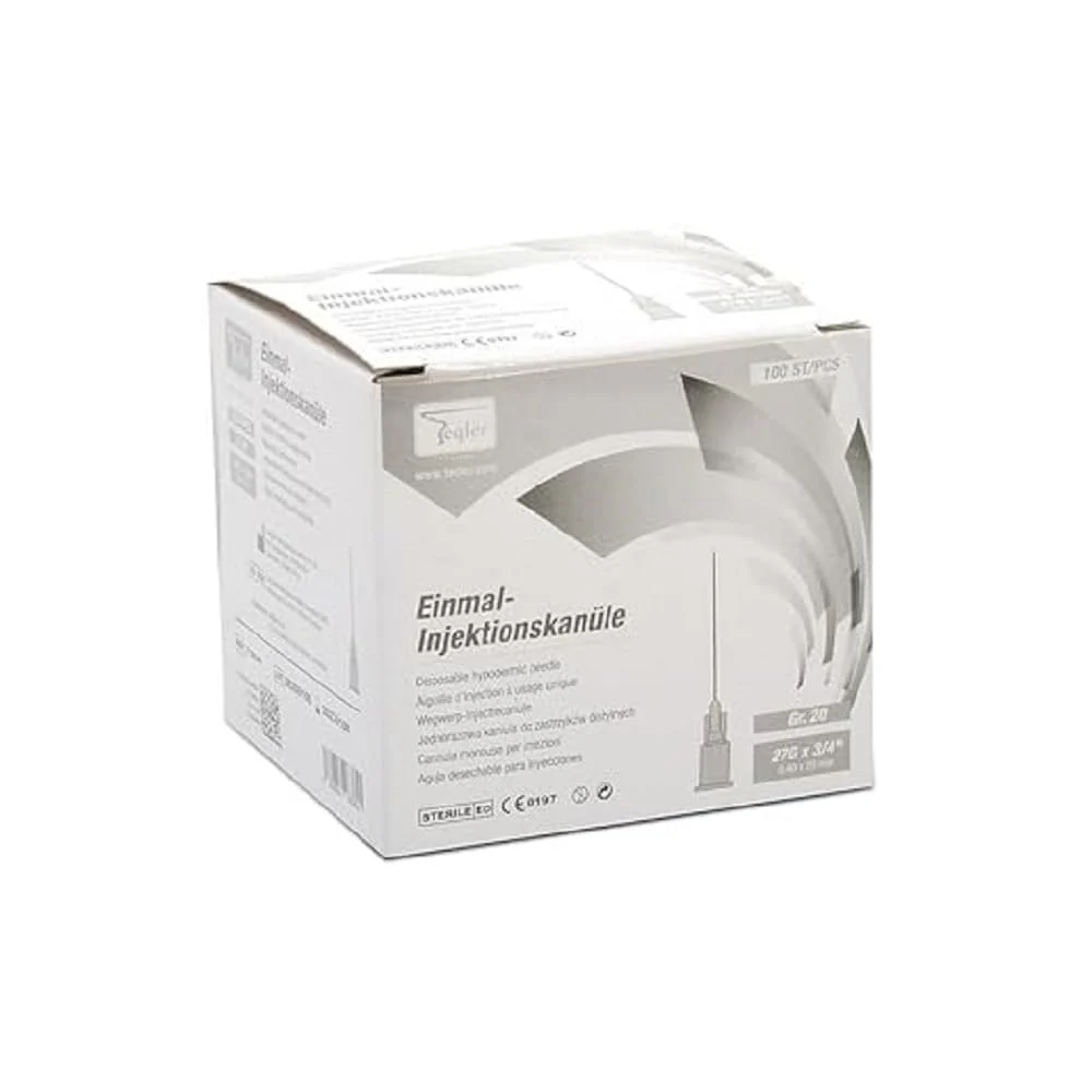 Teqler Disposable Cannulas 27G x 3/4, 0.4 x 20 mm (Grey)