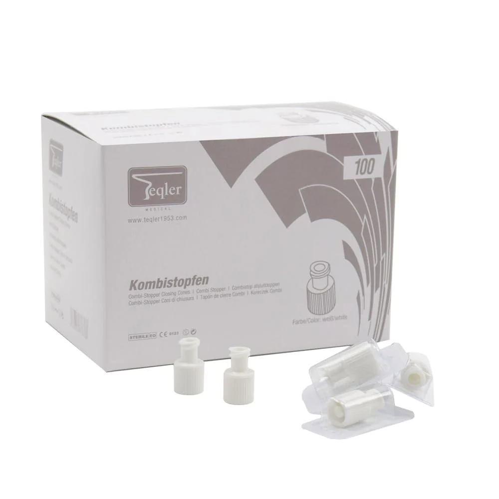 Teqler Luer Lock Combination Stoppers, Pack of 100, White