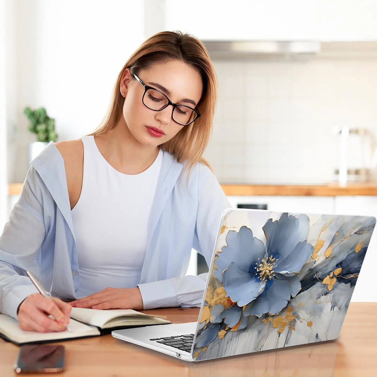 Teryeefi Compatible with A2681 MacBook Air 13.6 inch Case M2 Chip Release 2022 2023 2024,Protective Slim Cover + Keyboard Cover+OTG Adapter for 13.6 inch MacBook Air Liquid Retina Display, Art Florals Art Flowers - Image 4