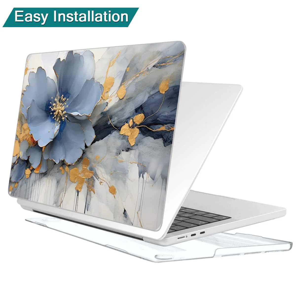 Teryeefi Compatible with M2 M1 MacBook Pro 13 inch Case A2338 A2251 A2289 A2159 A1989 A1706 A1708 (Release 2016-2020 2022),Protective Slim Cover+Keyboard Cover for MacBook Pro 13 Touch Bar, Art Floral Art Flowers-002 - Image 4