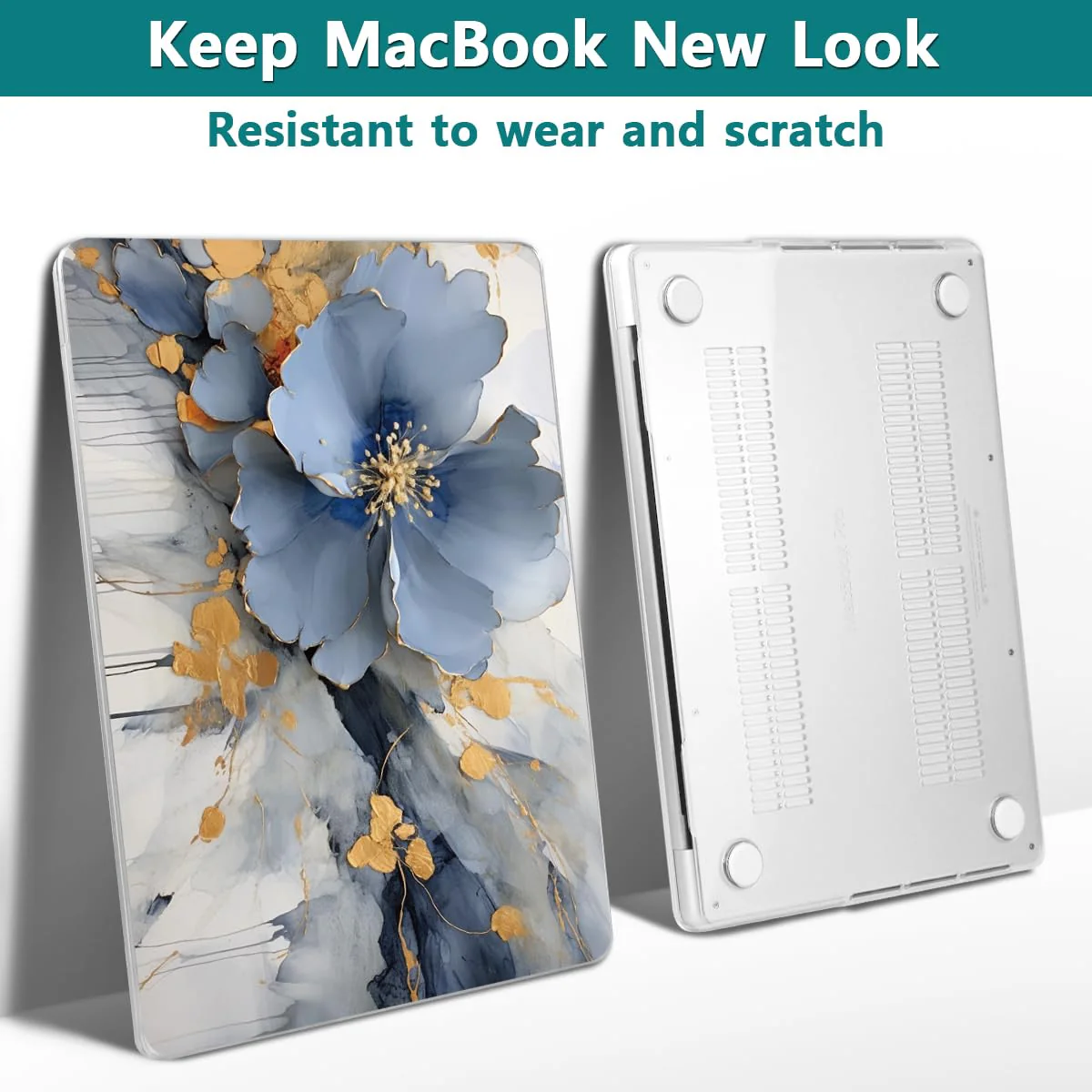 Teryeefi Compatible with M2 M1 MacBook Pro 13 inch Case A2338 A2251 A2289 A2159 A1989 A1706 A1708 (Release 2016-2020 2022),Protective Slim Cover+Keyboard Cover for MacBook Pro 13 Touch Bar, Art Floral Art Flowers-002 - Image 6