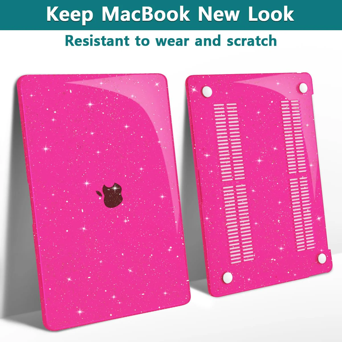 Teryeefi for MacBook Pro 13 inch Case M2 M1 A2338 A2251 A2289 A2159 A1989 A1708 A1706 (2016-2022 Release), Glitter Sparkly Plastic Hard Shell with Keyboard Cover & Screen Protector, Sparkly Pink Sparkly Rose Pink - Image 3