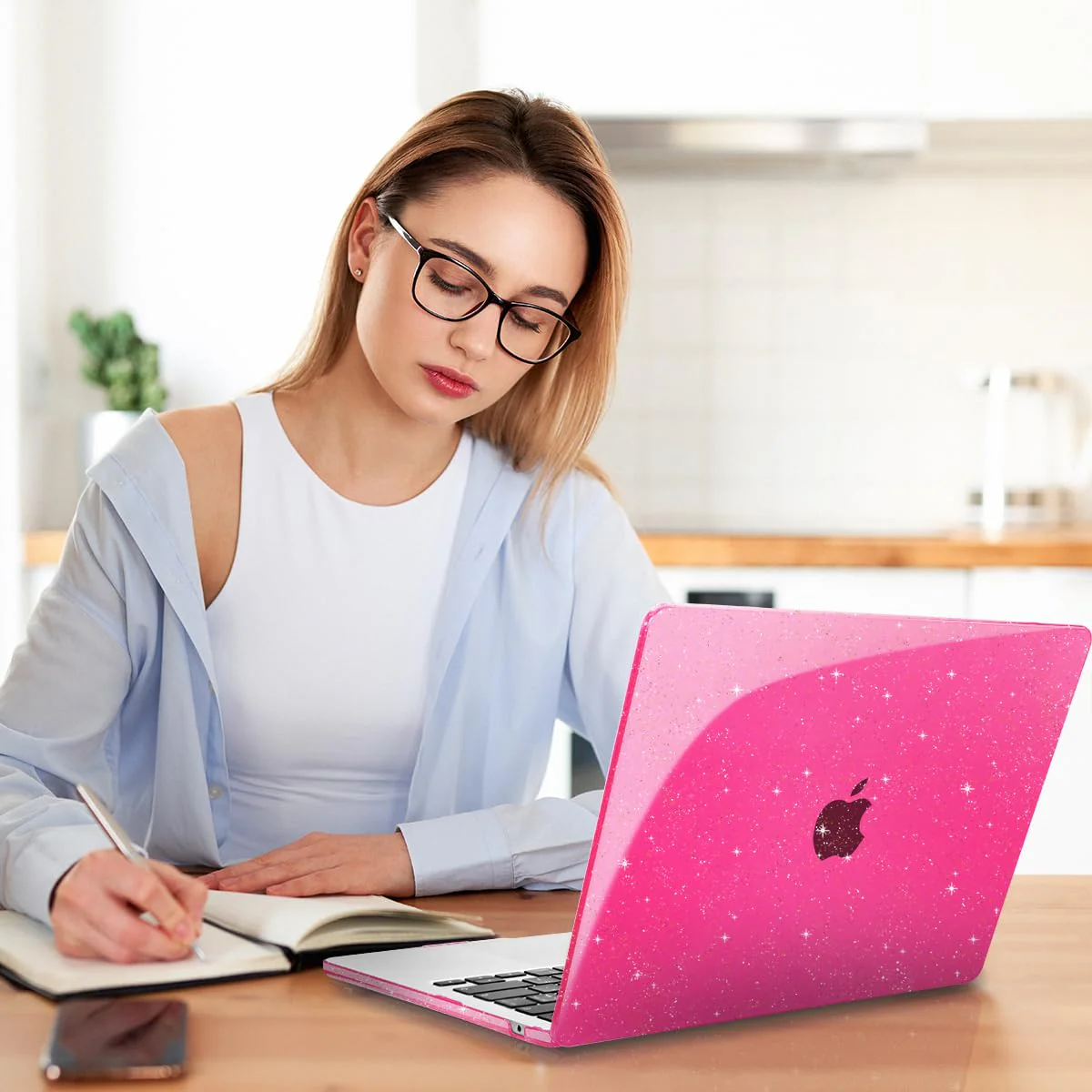 Teryeefi for MacBook Pro 13 inch Case M2 M1 A2338 A2251 A2289 A2159 A1989 A1708 A1706 (2016-2022 Release), Glitter Sparkly Plastic Hard Shell with Keyboard Cover & Screen Protector, Sparkly Pink Sparkly Rose Pink - Image 7