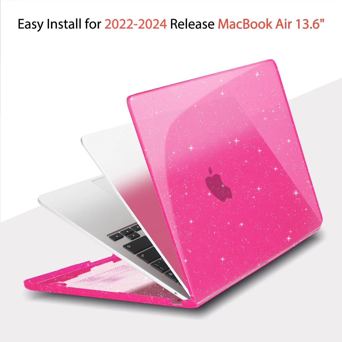 Teryeefi Glitter Case for MacBook Air 13 Inch M3 M2 Chip Release 2022-2024 fits Model A2681/A3113, Hard Shell Case with Keyboard Cover for MacBook Air 13.6 inch, Sparkly Rose Pink - Image 5