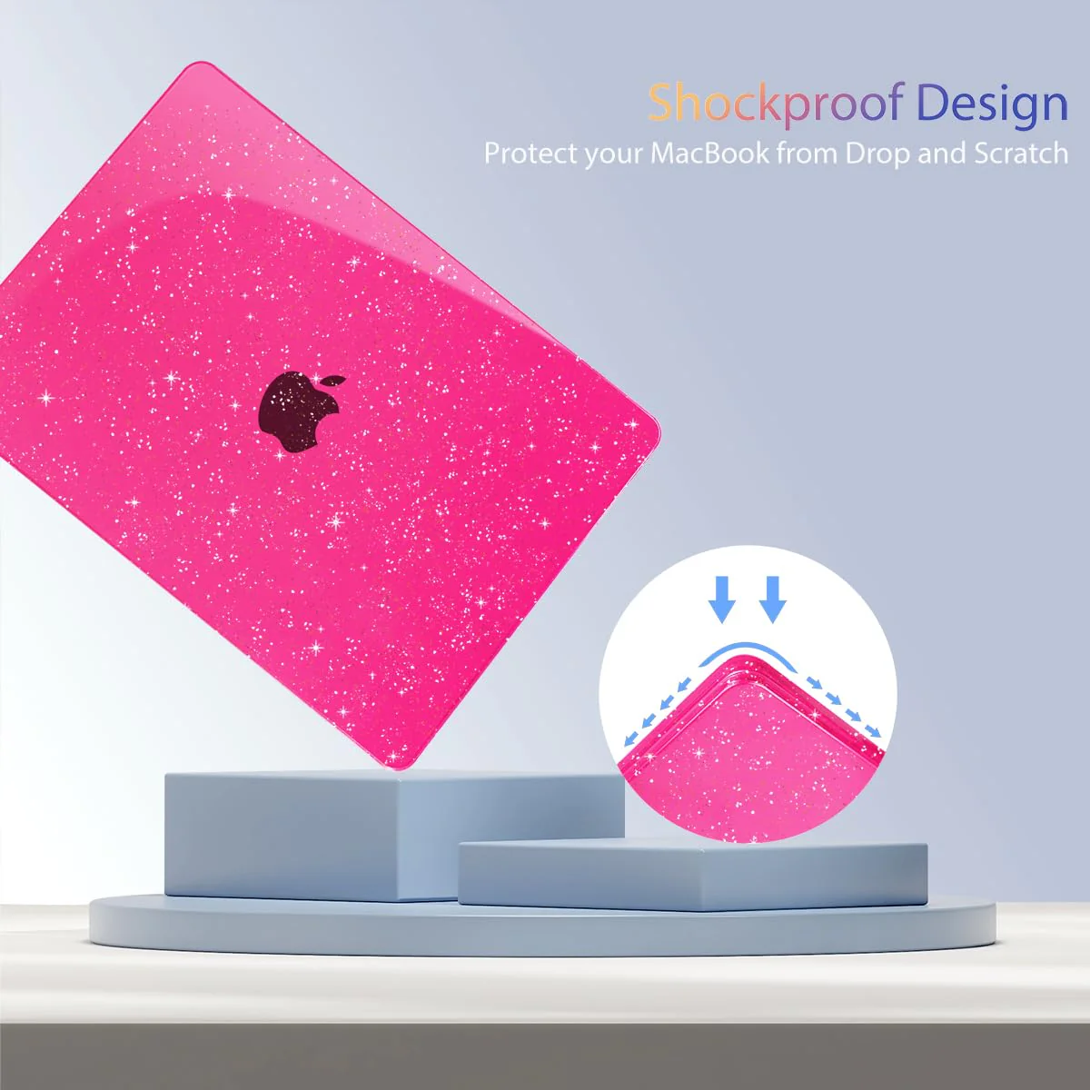 Teryeefi Glitter Case for MacBook Air 13 Inch M3 M2 Chip Release 2022-2024 fits Model A2681/A3113, Hard Shell Case with Keyboard Cover for MacBook Air 13.6 inch, Sparkly Rose Pink - Image 7