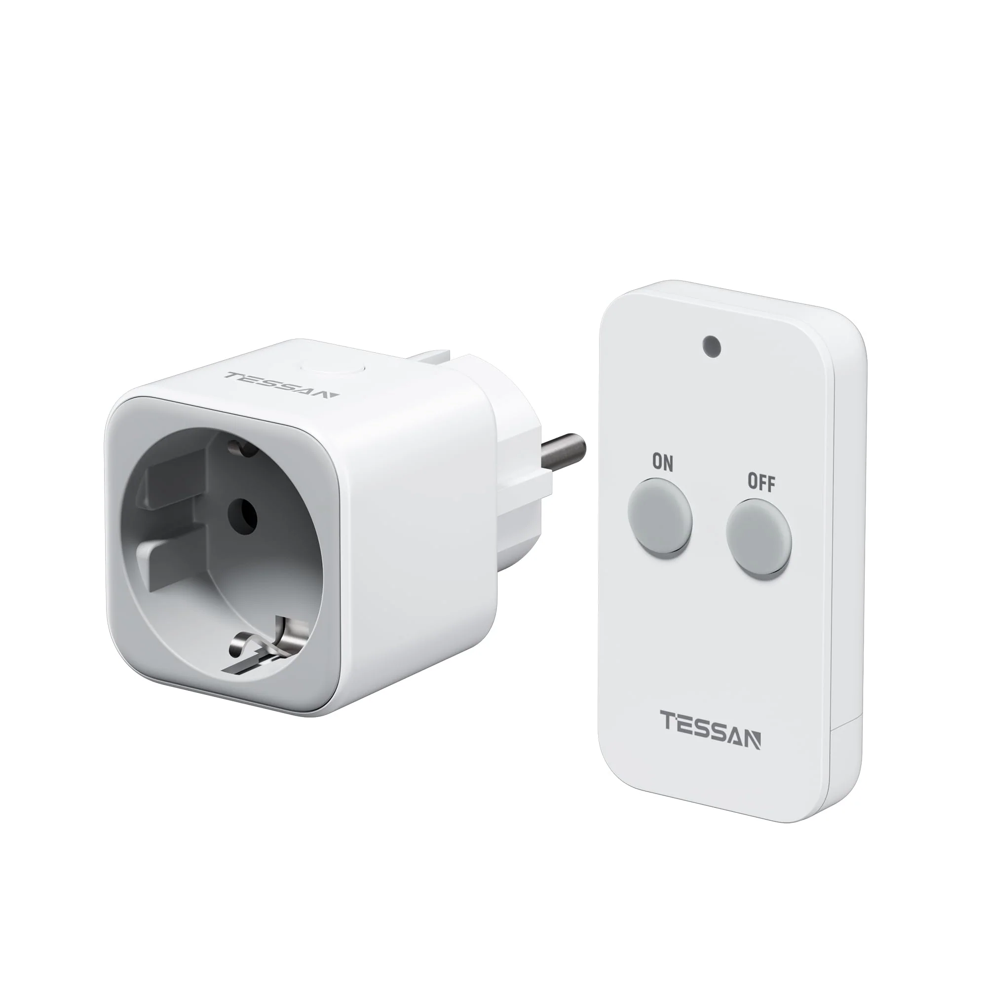 TESSAN Radio Sockets with Remote Control, Range 30.5 m Switchable Socket with Handheld Transmitter, Remote Controlled Plug for Interior Decorations, Household Appliances and Lamp, 2300 W, White 1