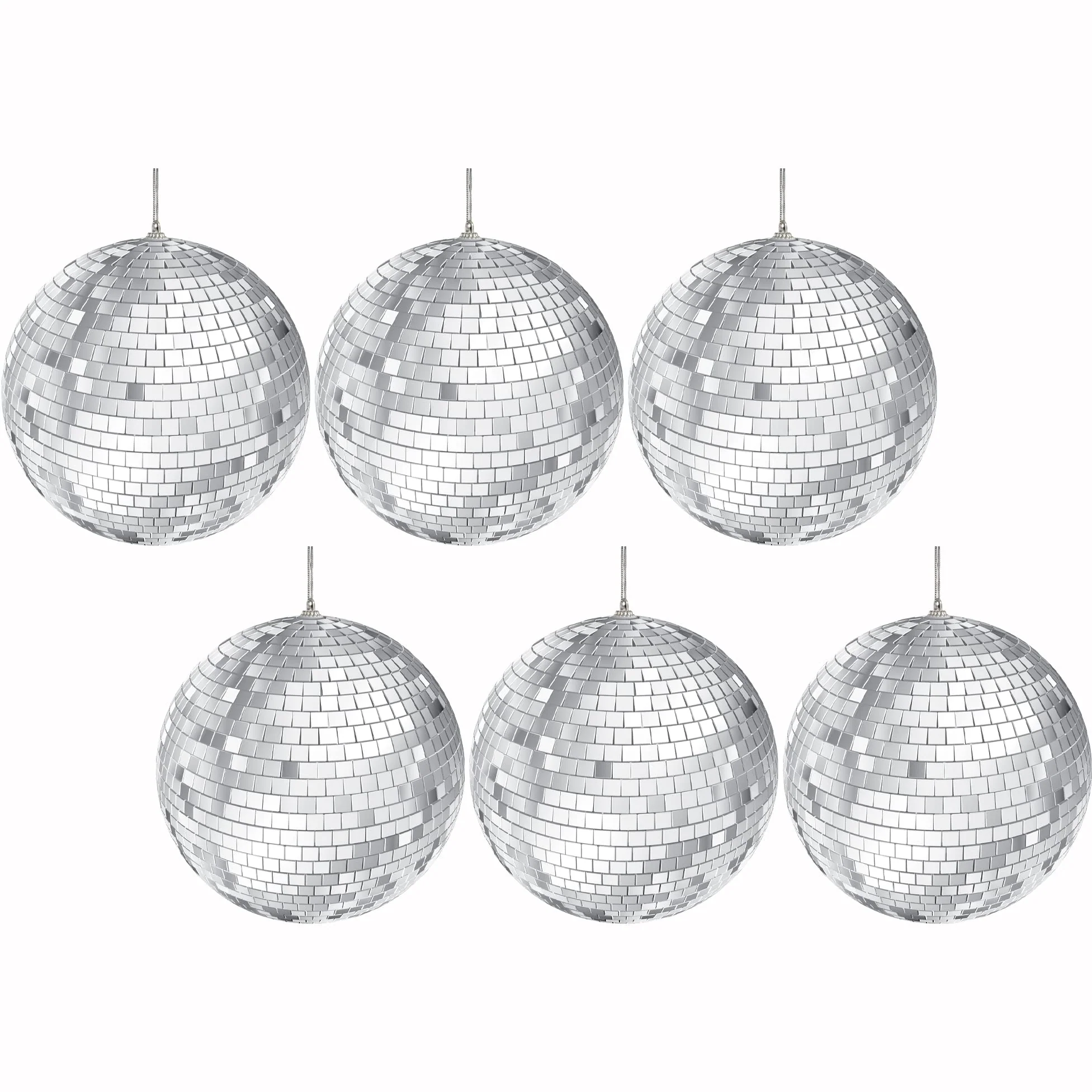 The Dreidel Company Mirror Disco Ball With Attached String For Hanging Ring, Reflects Light, Party Favor, 2" (6-Pack) 6-Pack