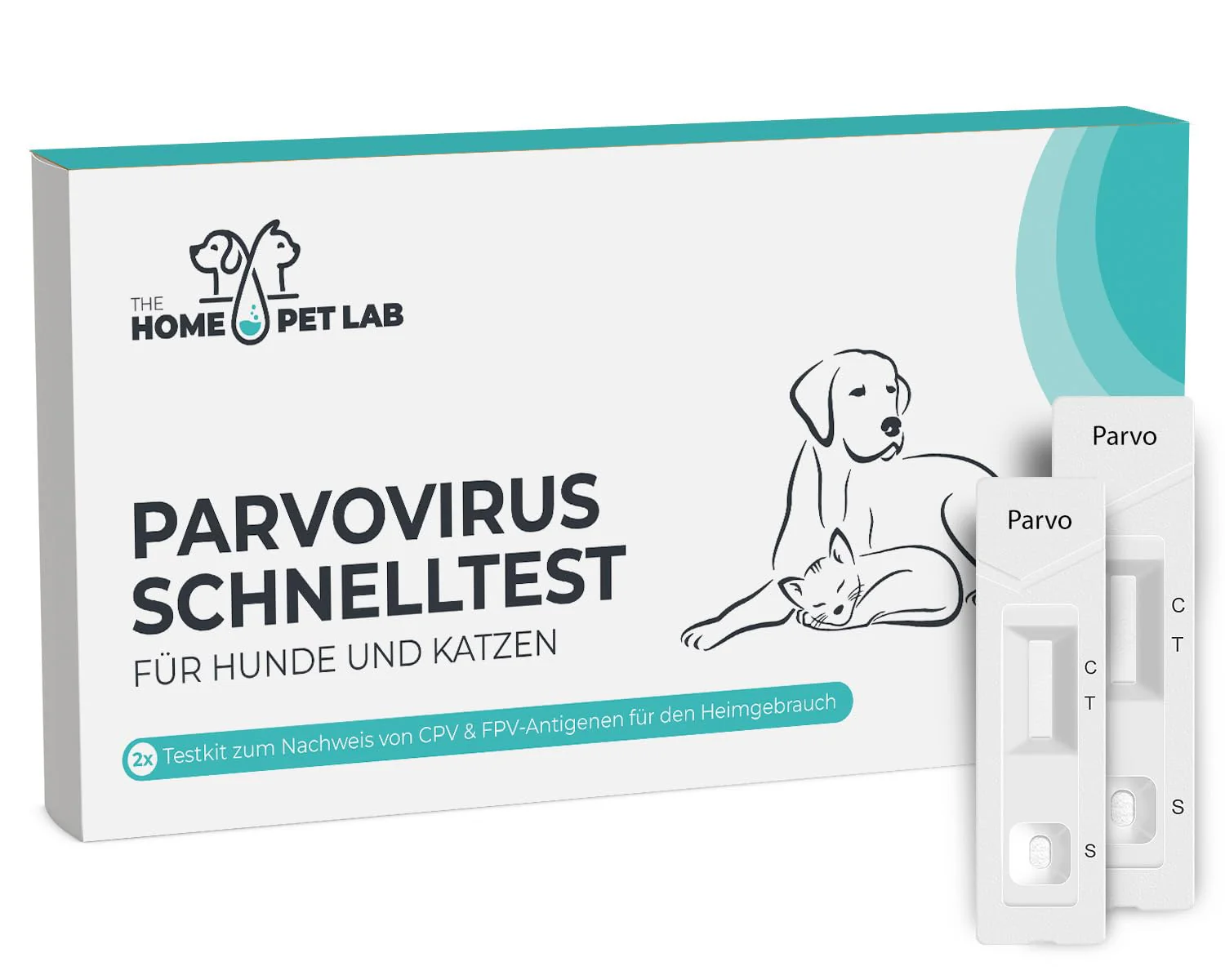 The Home Pet Lab 2 x Parvo Quick Test Dog & Cat - Parvovirus Test Reliable for Cat Disease Suspected (CPV, FPV) - For Dogs & Cats for Parvovirosis (2 x Test)