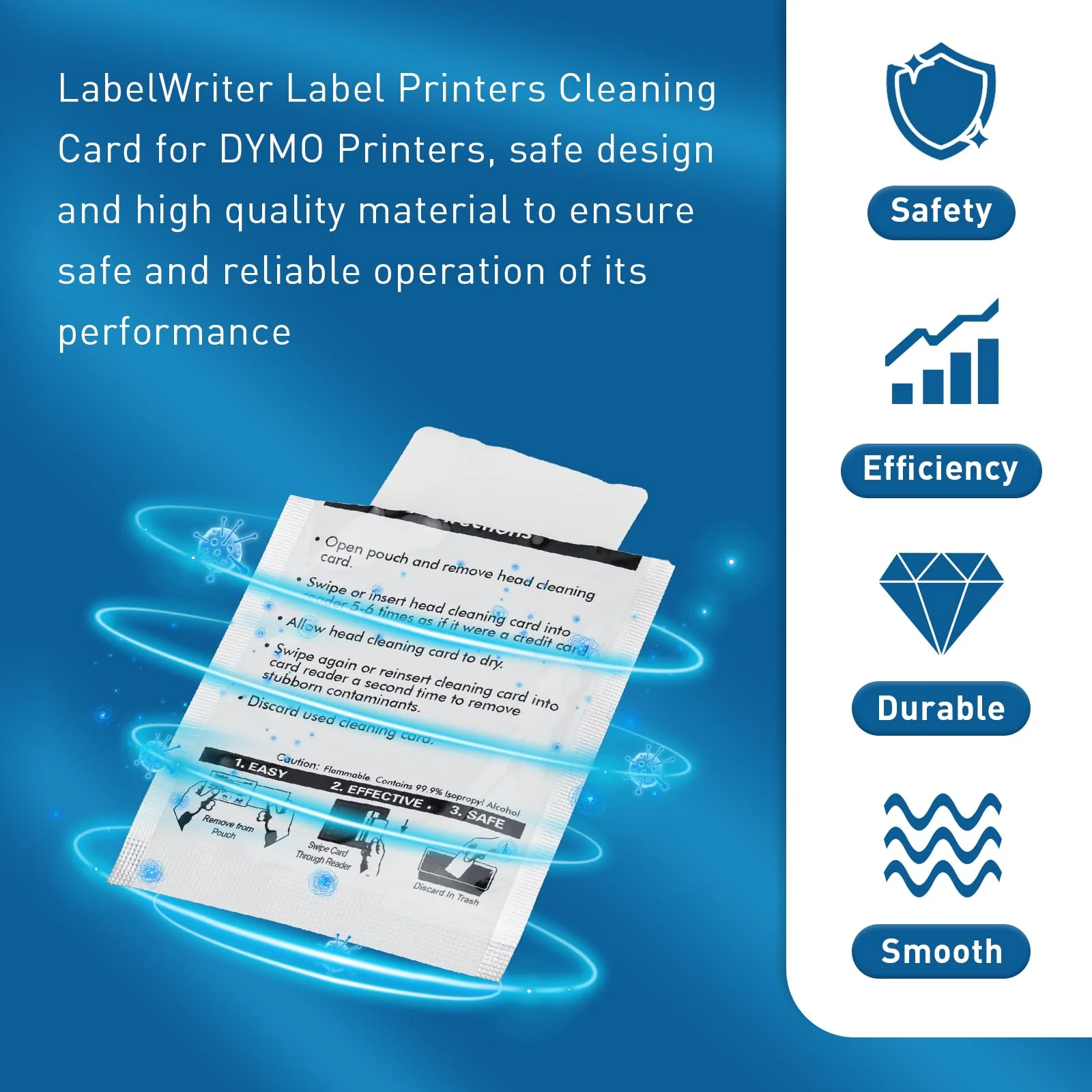 Thermal Label Printer Cleaning Card Compatible with DYMO LabelWriter Label Printers, 10-Pack (60622), Clean Printing Head LabelWriter Cleaning Cards 10 PACK - Image 4
