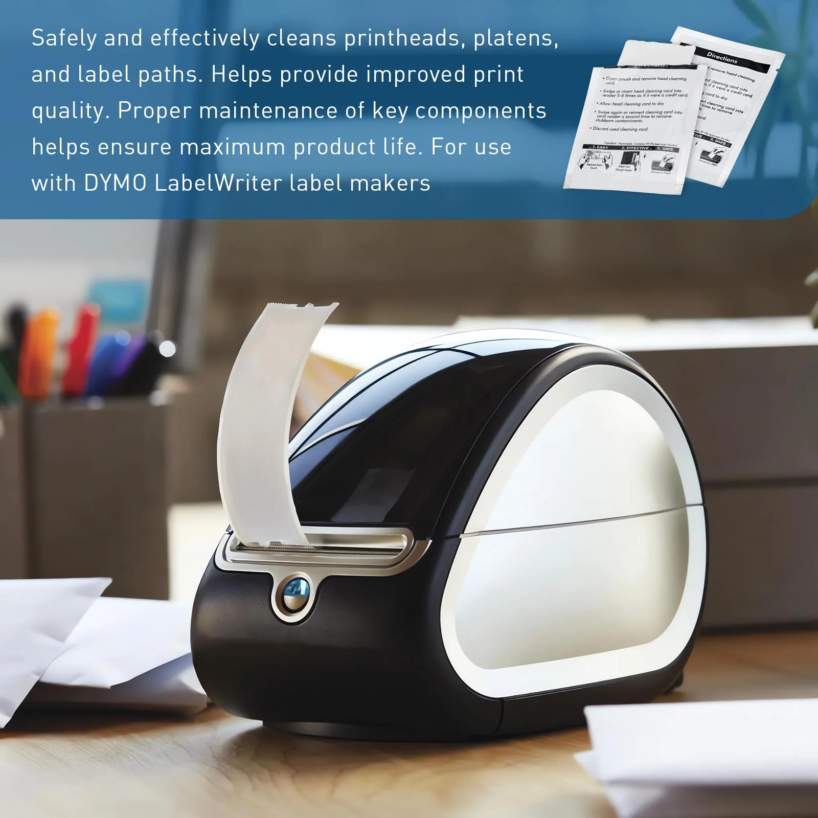 Thermal Label Printer Cleaning Card Compatible with DYMO LabelWriter Label Printers, 10-Pack (60622), Clean Printing Head LabelWriter Cleaning Cards 10 PACK - Image 7