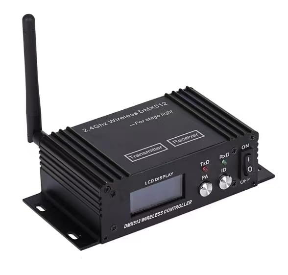 Tiandirenhe DMX 512 Controller, 2.4G Wireless Transmitter Receiver, LCD Display Power Adjustable Repeater Lighting Dimmer Controller for DJ Light Party Disco KTV Bars