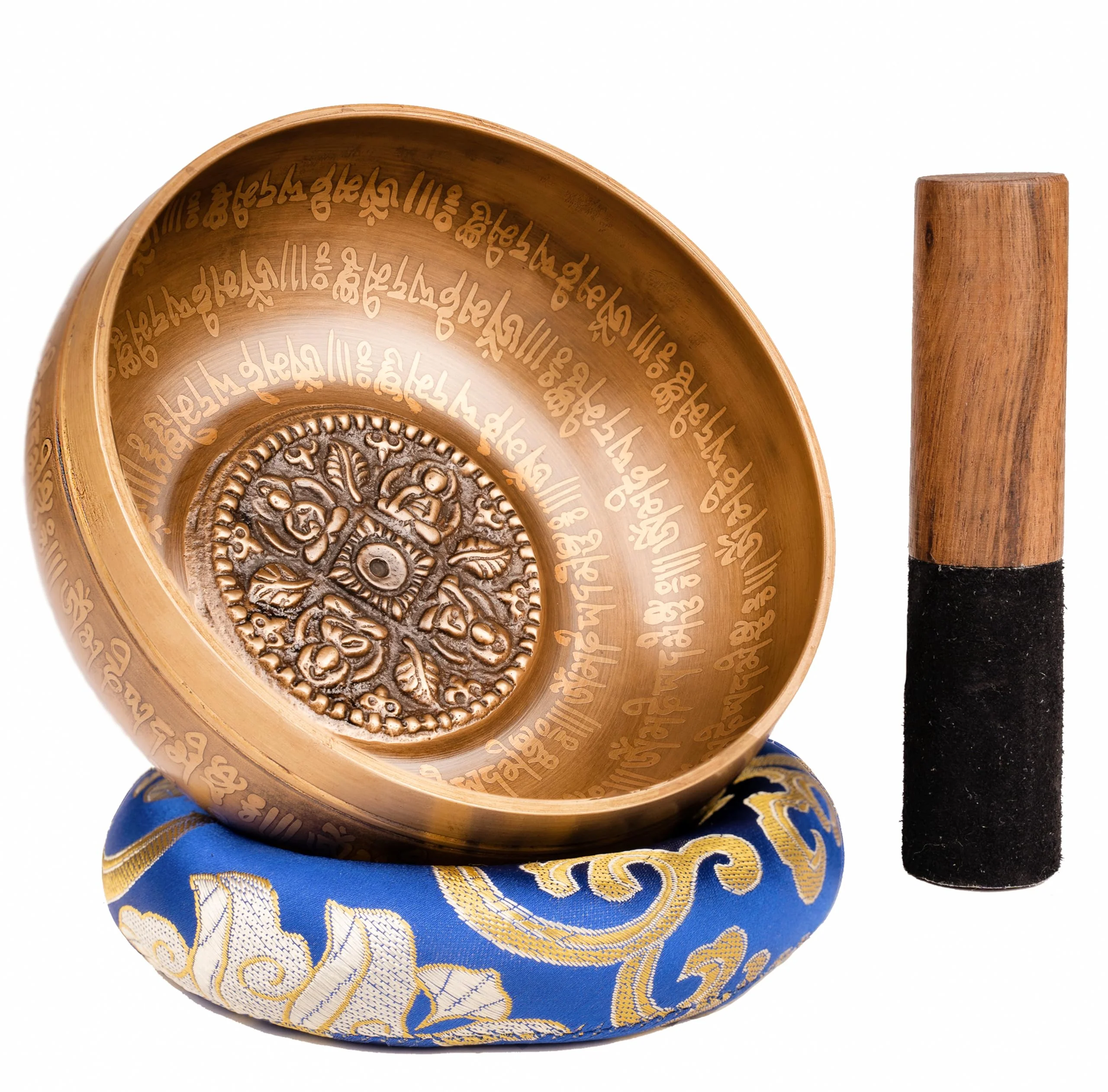 Tibetan Four Buddha Singing Bowl Set- Yoga and Meditation -Handcrafted in Nepal - Sound Healing and Mindfulness chakra bowl- Mantra Engravings, Suede wooden striker - Ideal Spiritual gift