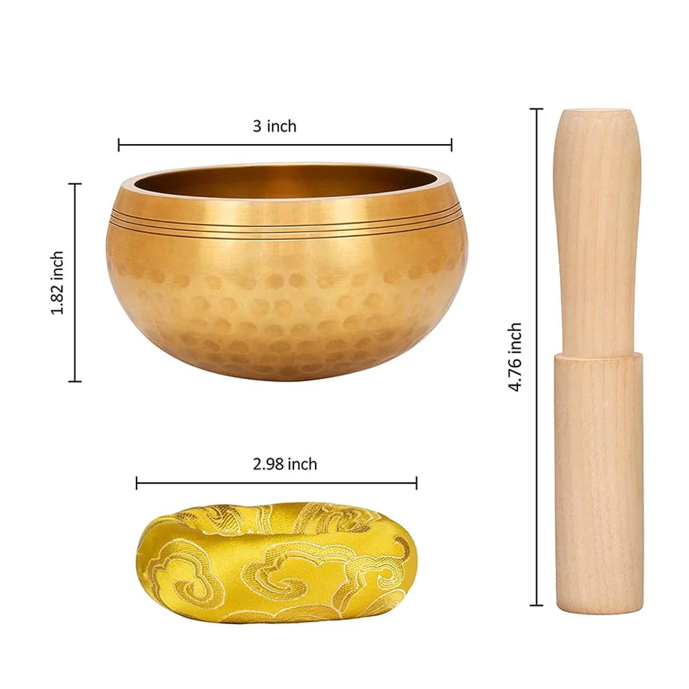 Tibetan Singing Bowl Set - Meditation Sound Bowl Cushion with Wooden Striker for Yoga, Meditation & Relaxation, Mindfulness,Chakra Healing, Stress Relief, Self-Regulation (3 inch) 3 inch - Image 2