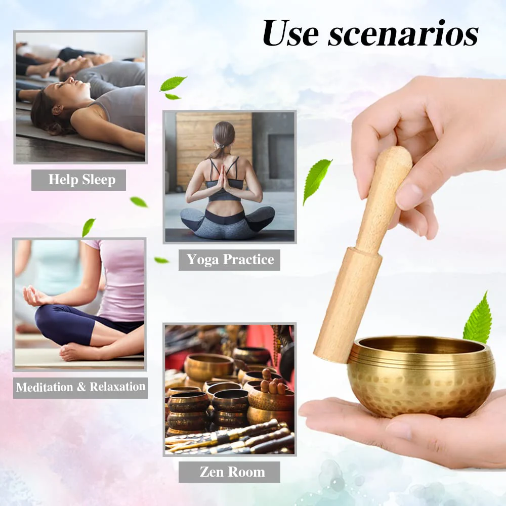 Tibetan Singing Bowl Set - Meditation Sound Bowl Cushion with Wooden Striker for Yoga, Meditation & Relaxation, Mindfulness,Chakra Healing, Stress Relief, Self-Regulation (3 inch) 3 inch - Image 7