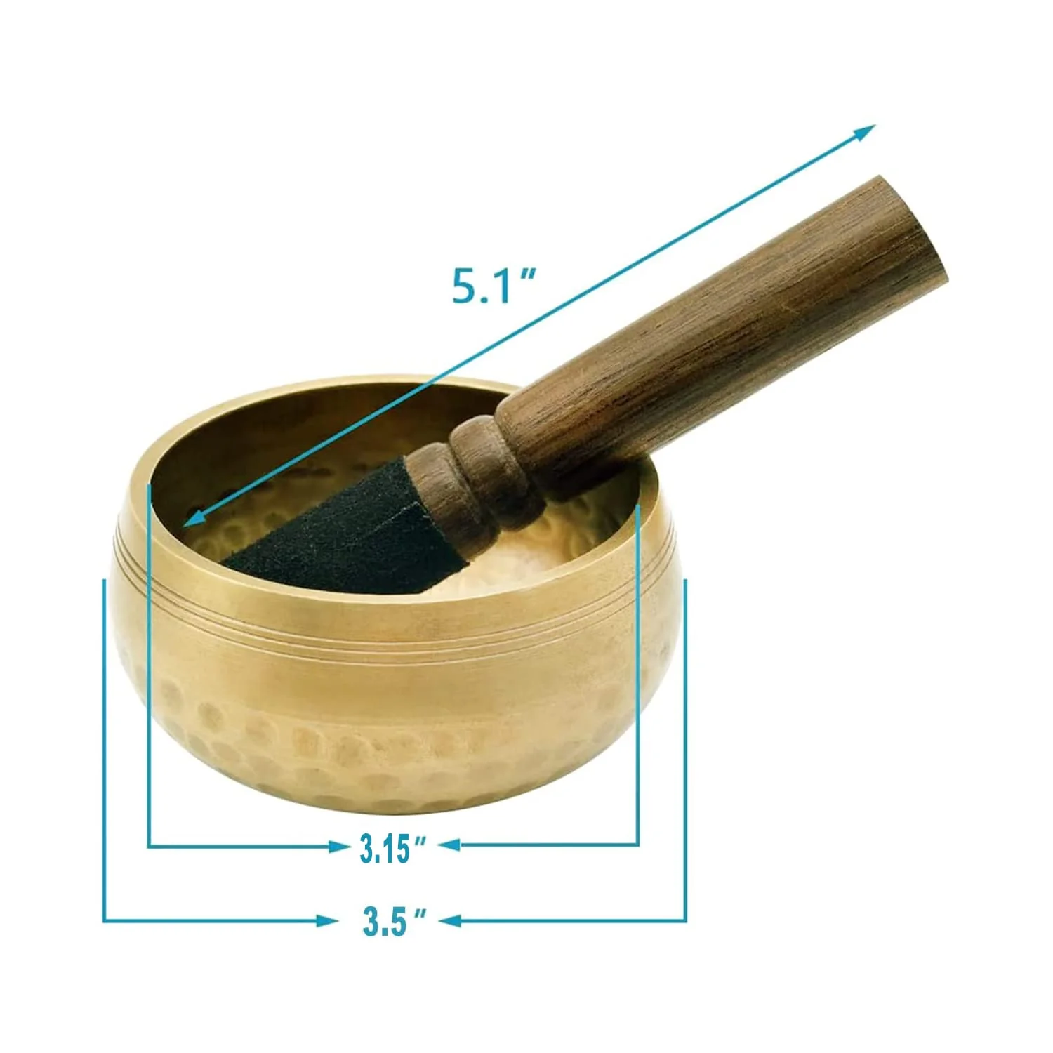 Tibetan Singing Bowls Set, Singing Bowls, Meditation Sound Bowl Handcrafted in Nepal, For Yoga, Meditation, Mindfulness, Healing & Chakra balancing 3.15 inch Gold - Image 2