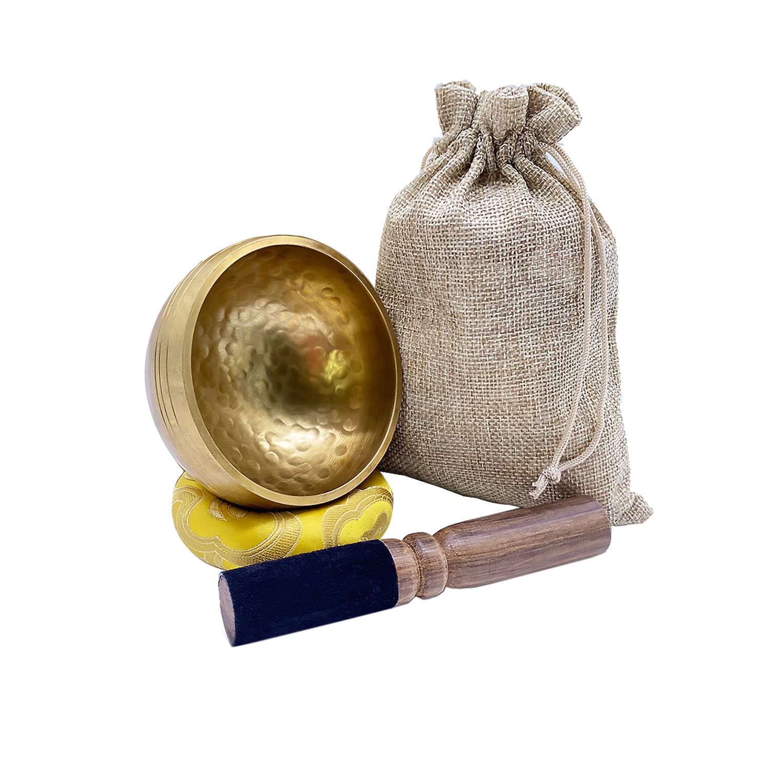 Tibetan Singing Bowls Set, Singing Bowls, Meditation Sound Bowl Handcrafted in Nepal, For Yoga, Meditation, Mindfulness, Healing & Chakra balancing 3.15 inch Gold - Image 7