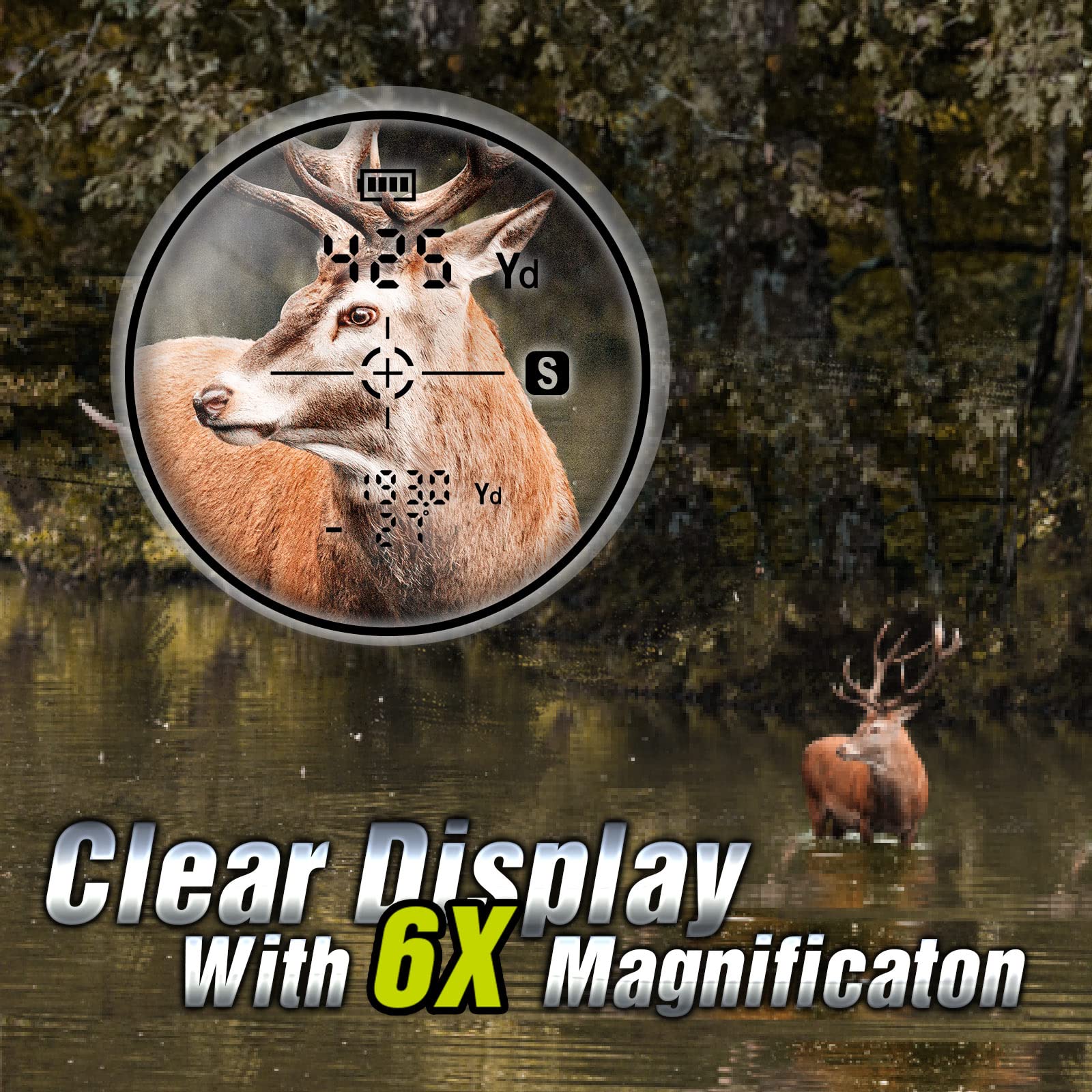 TIDEWE Hunting Rangefinder with Rechargeable Battery, 700/1000Y Camo Laser Range Finder 6X Magnification, Distance/Angle/Speed/Scan Multi Functional Waterproof Rangefinder with Case Leaf Camo 700Y - Image 4