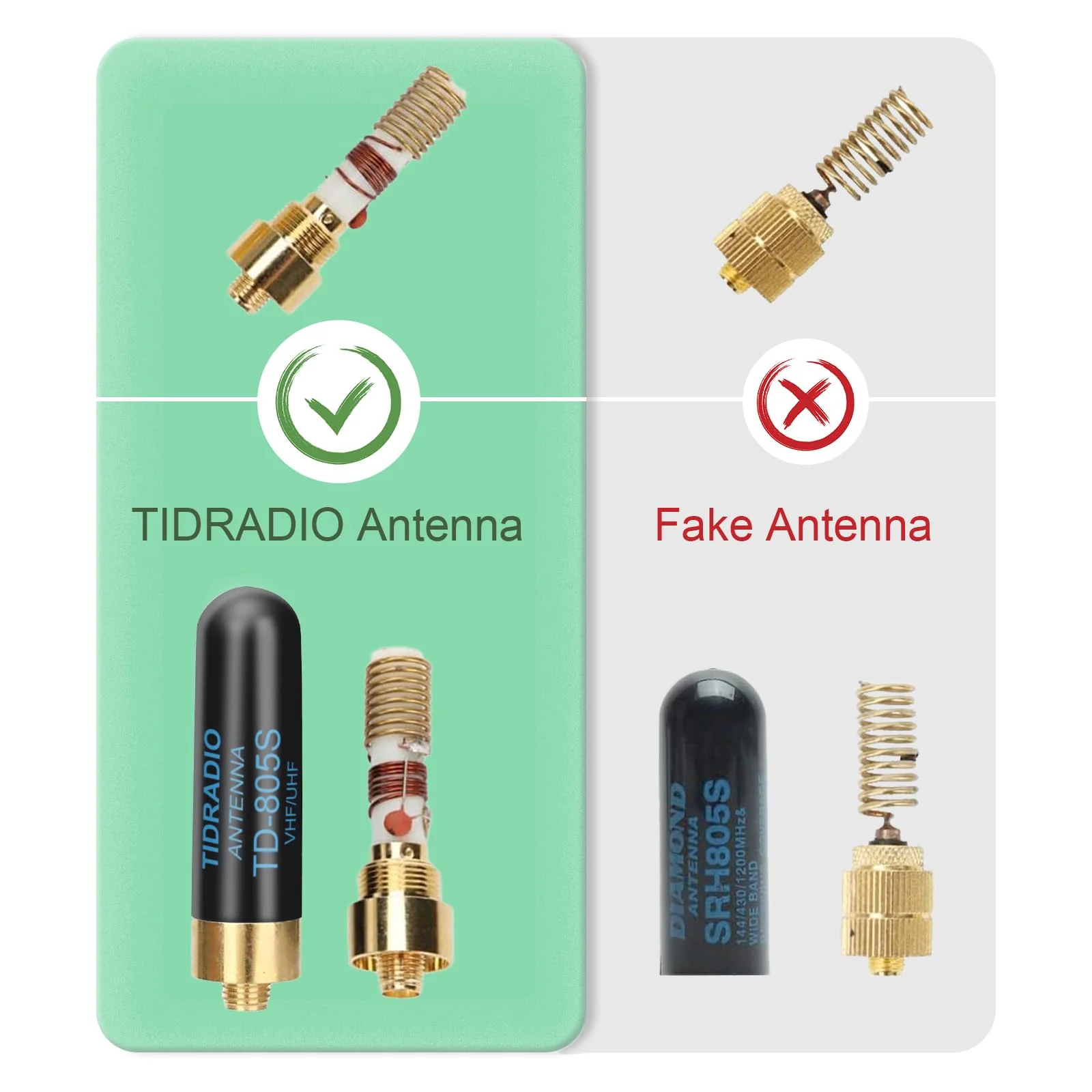TIDRADIO TD-805S Short Antenna (2 Pack, 1.96inch) VHF/UHF Walkie Talkie Antenna 144/430Mhz Ham Radio Antenna for BaoFeng UV-5R, TD-H8, TD-H3 Ham Radios, SMA-F 2Pack (TD-805S 1.96" VHF/UHF) - Image 2