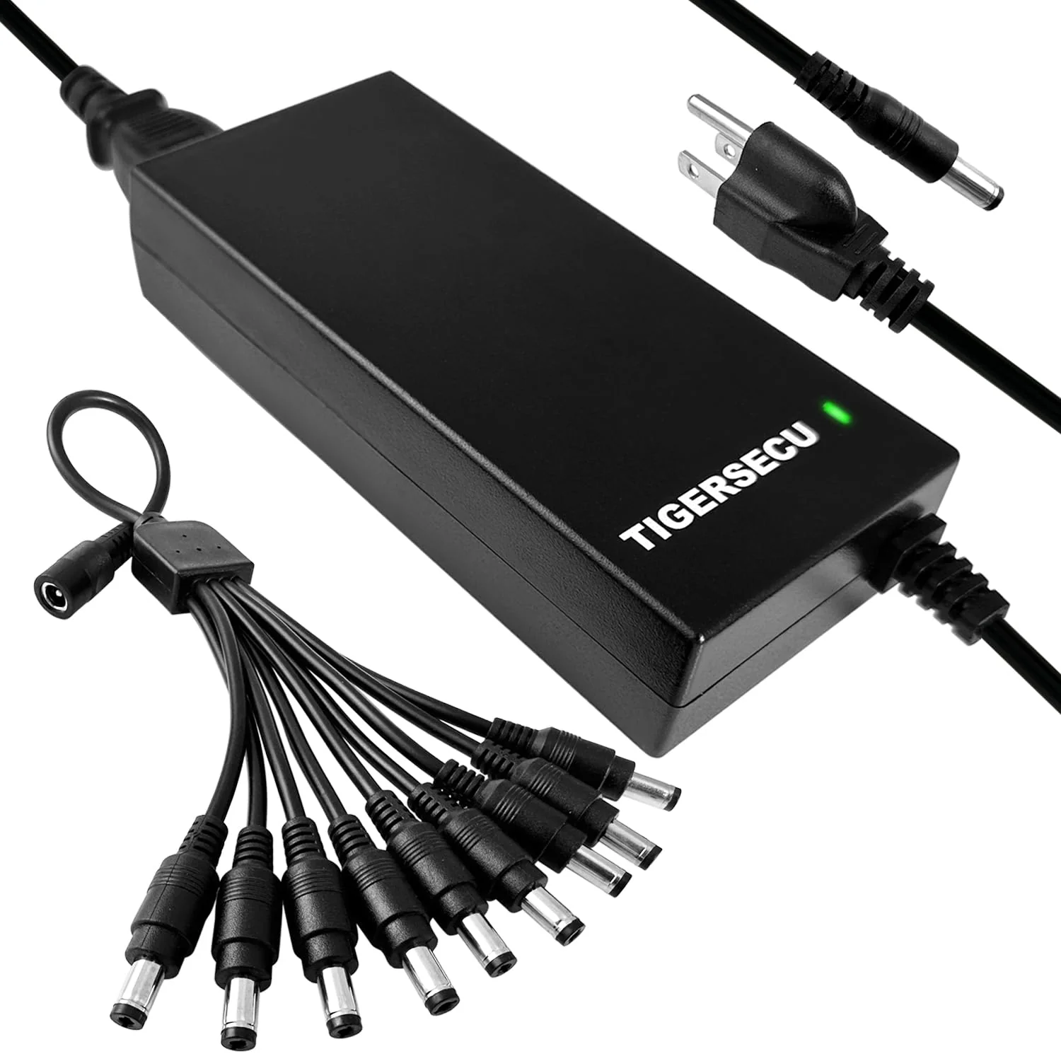 TIGERSECU 12V 8A Power Adapter for Security Cameras and DVRs, with 9-Way Splitter, 100V-240V, 2.1x5.5mm, Compatible with Lorex, Night Owl, Swann IP, BNC, and PTZ Cameras - Image 2