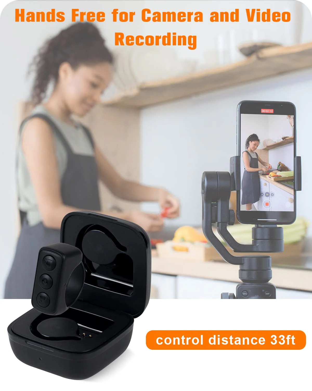 TikTok Remote Control Kindle App Page Turner, Bluetooth Camera Video Recording Remote, TIK Tok Scrolling Ring for iPhone, iPad, iOS, Android - Black - Image 4