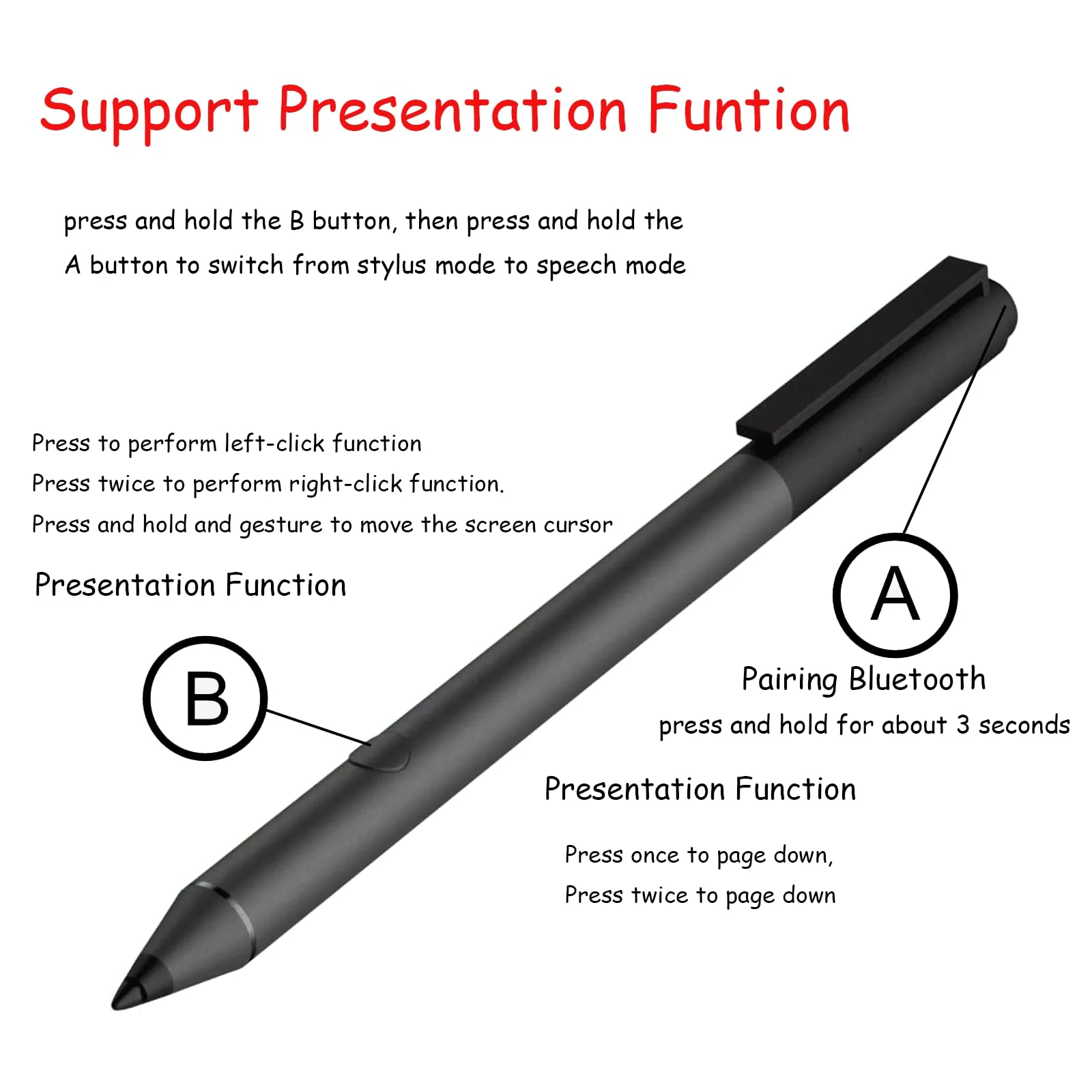 Tilt Pen for HP Tilt Pen SPEN-HP-03(2MY21AA) Compatible with HP Spectre X360/Envy X360/Pavilion X360 Laptop for Window 10,Support Protocol Mpp2.0 and Presentation Mode withBluetooth - Image 4