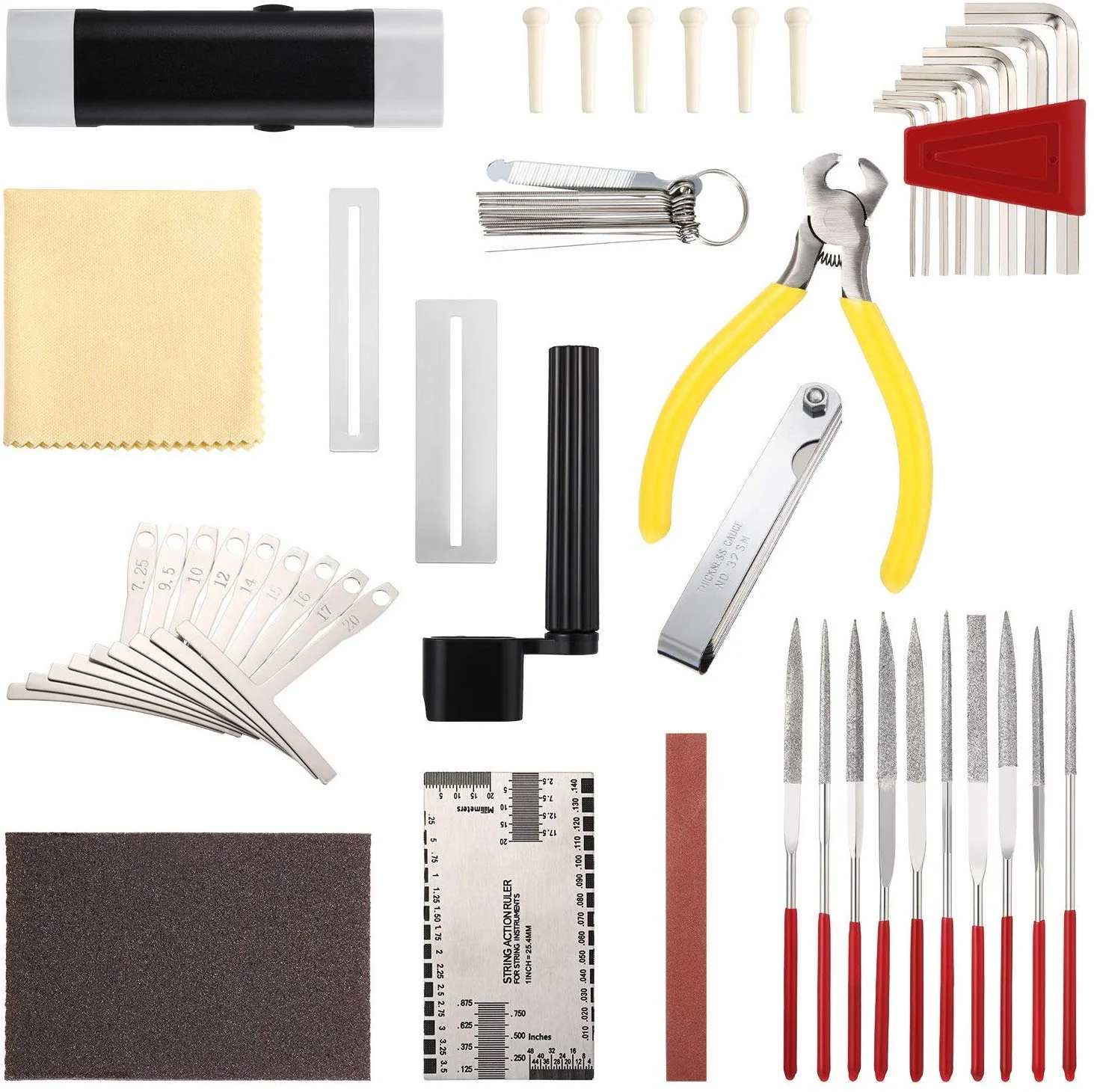 TIMESETL 44 Pcs Guitar Repairing Maintenance Tool Kit, Complete Stainless Steel Guitar Setup Kit Repair Tools for Guitar Ukulele Bass Mandolin Banjo - Image 2