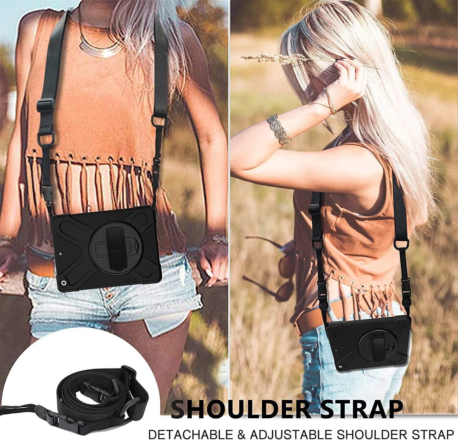 TIMISM Shoulder Strap, 59 inch Adjustable Removable Shoulder Straps, Sturdy Nylon Comfortable Shoulder Strap, Universal Replacement Shoulder Strap for Tablet Case/Camera/Crossbody Bag, Black - Image 7