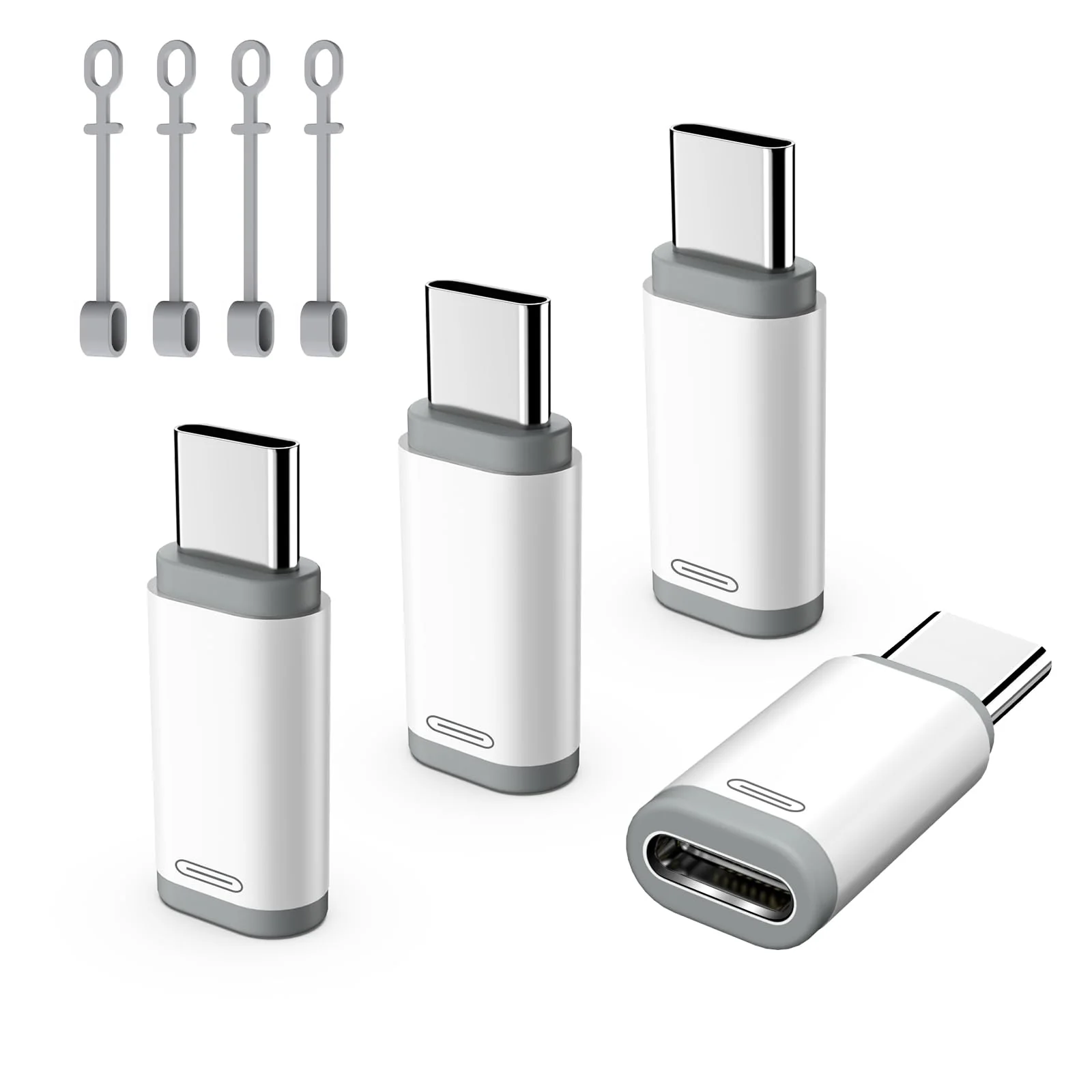 TiMOVO Adapter for Lightning Female to USB C Male Adapter, 4 Pack Adapter for Lightning USB-C Adapter, Data Sync Charger for i-Phone 15/16 Pro/Pro Max/Plus, iPad Pro/Air, Not for Audio/OTG White&Gray